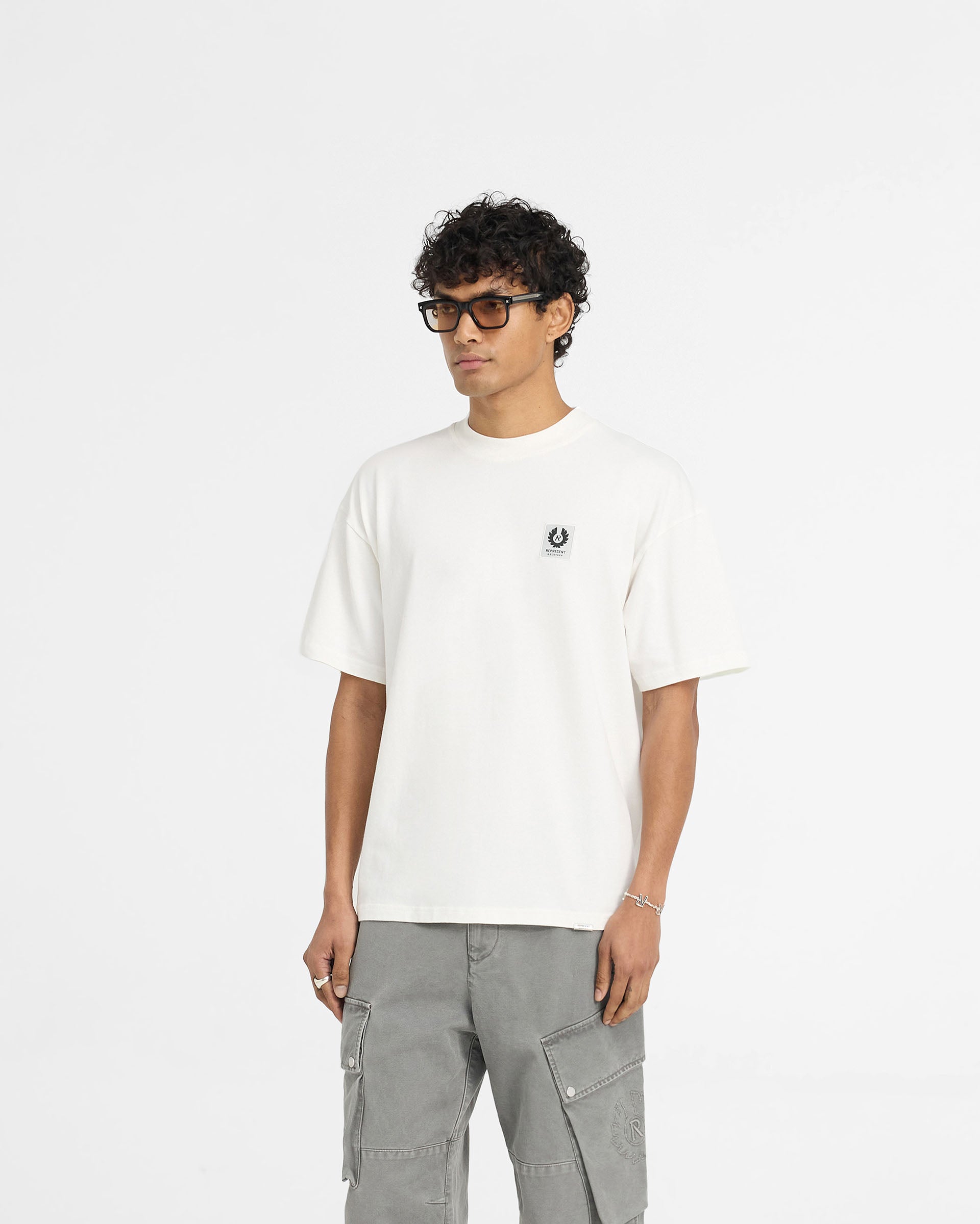 Represent X Belstaff Patch T-Shirt - Cremeweiss