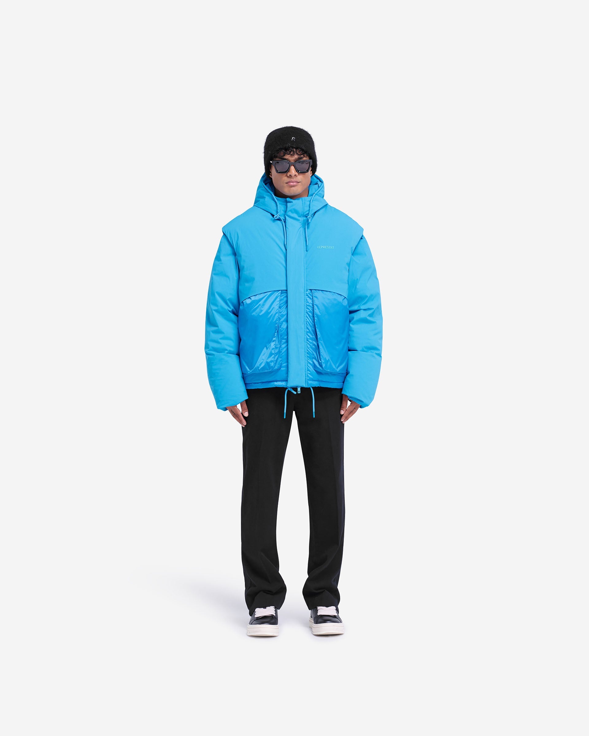 Layered Hooded Puffer - Electric Blue