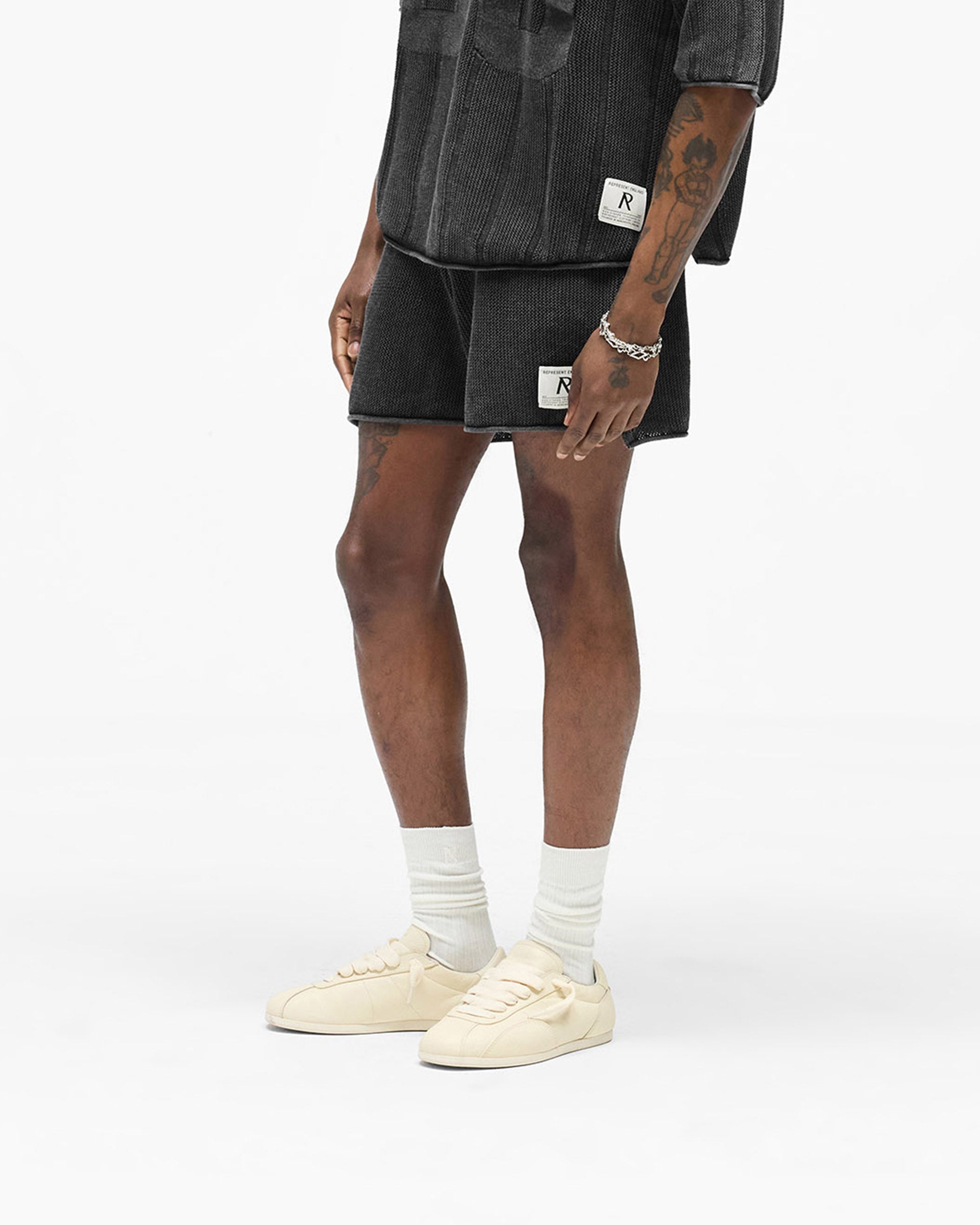 Knitted Varsity Shorts - Vintage Grey