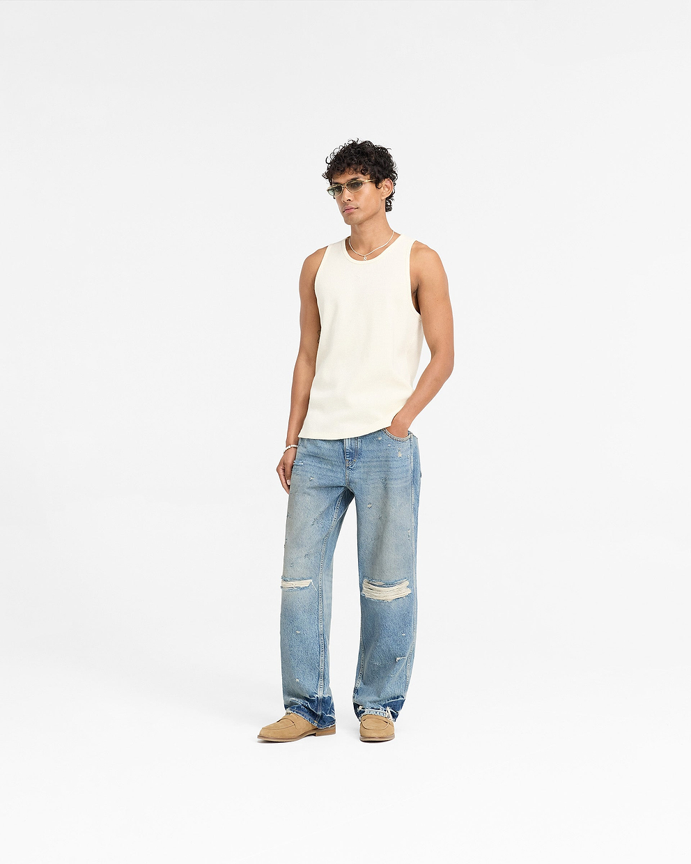 D+D Ribbed Vest - ECRU