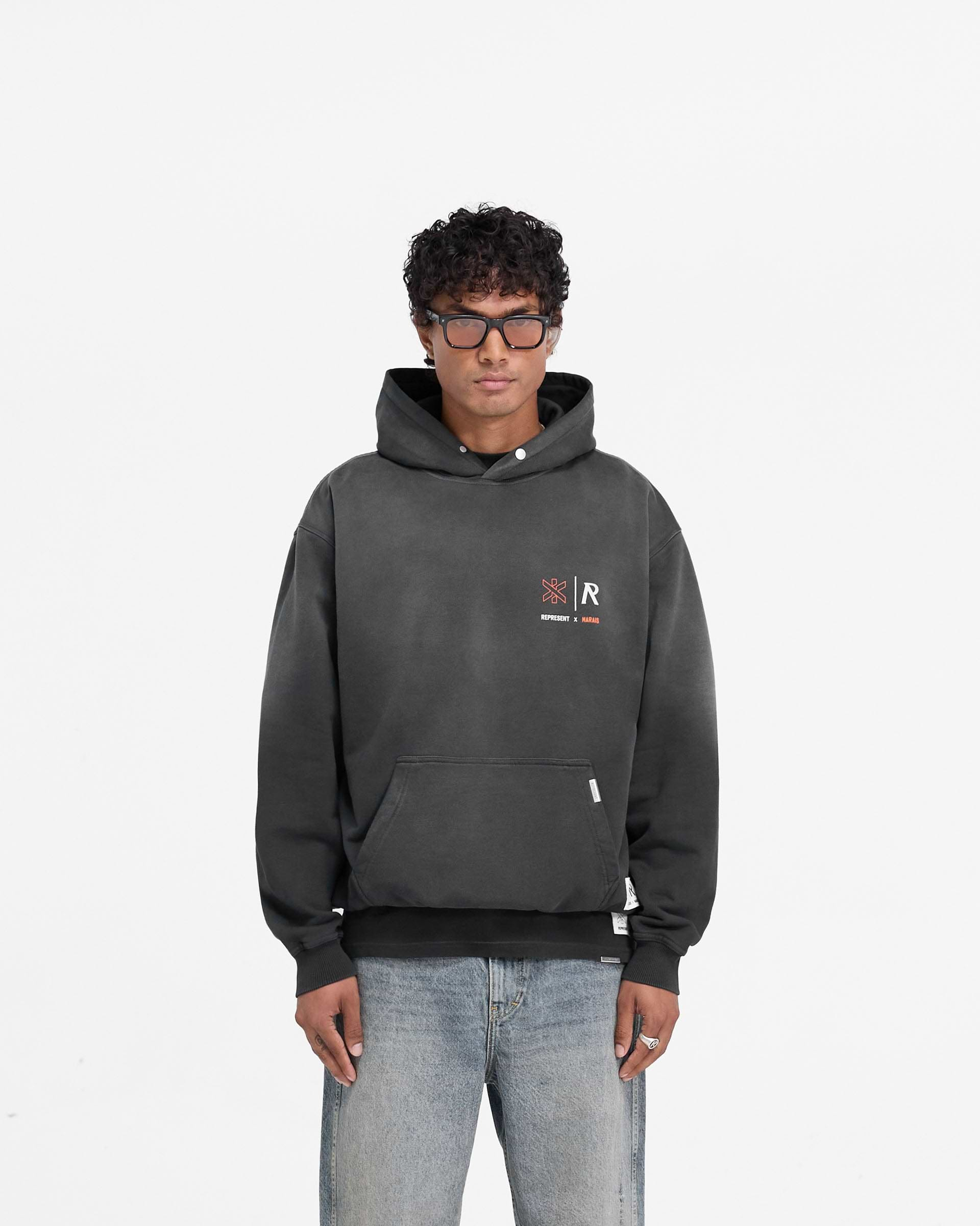 Represent X Marais Logo Lock Up Hoodie - Noir Vieilli