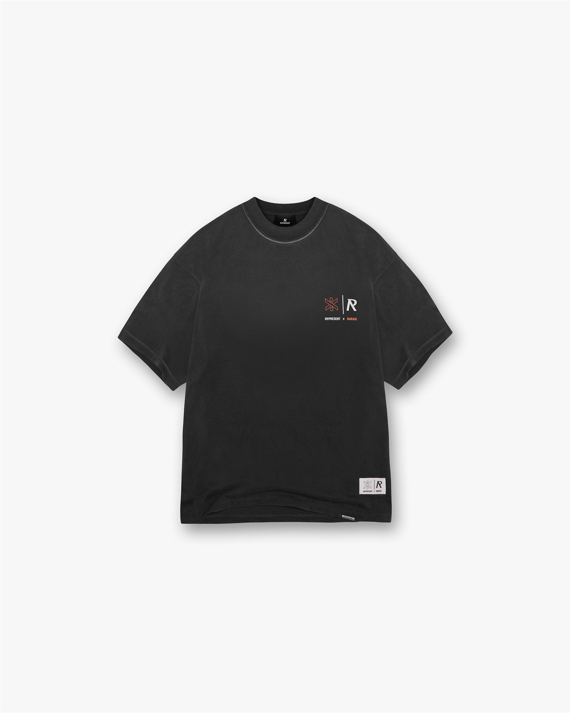 Represent X Marais Logo Lock Up T-Shirt - Noir Vieilli