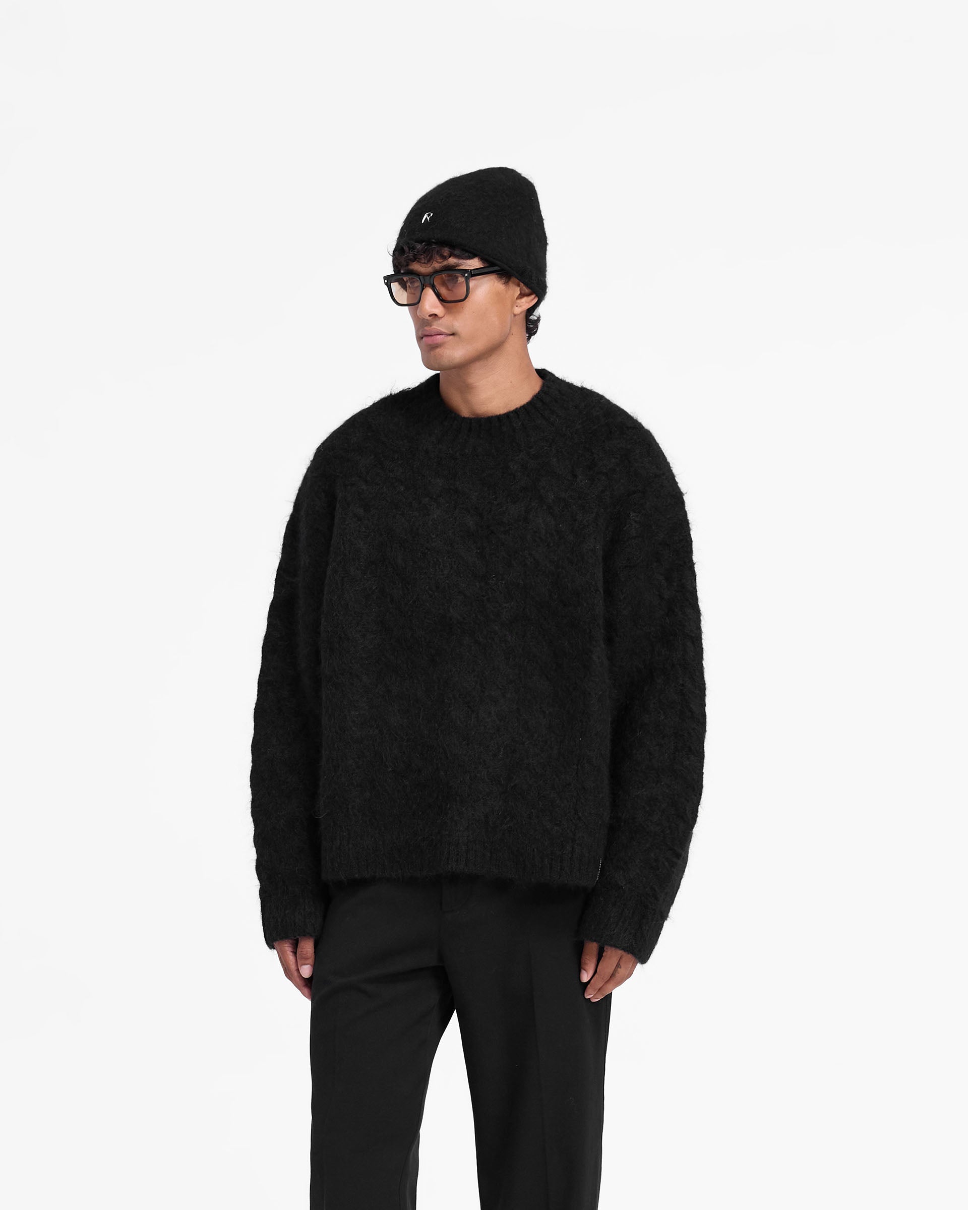 Cable Knit Jumper - Tiefschwarz