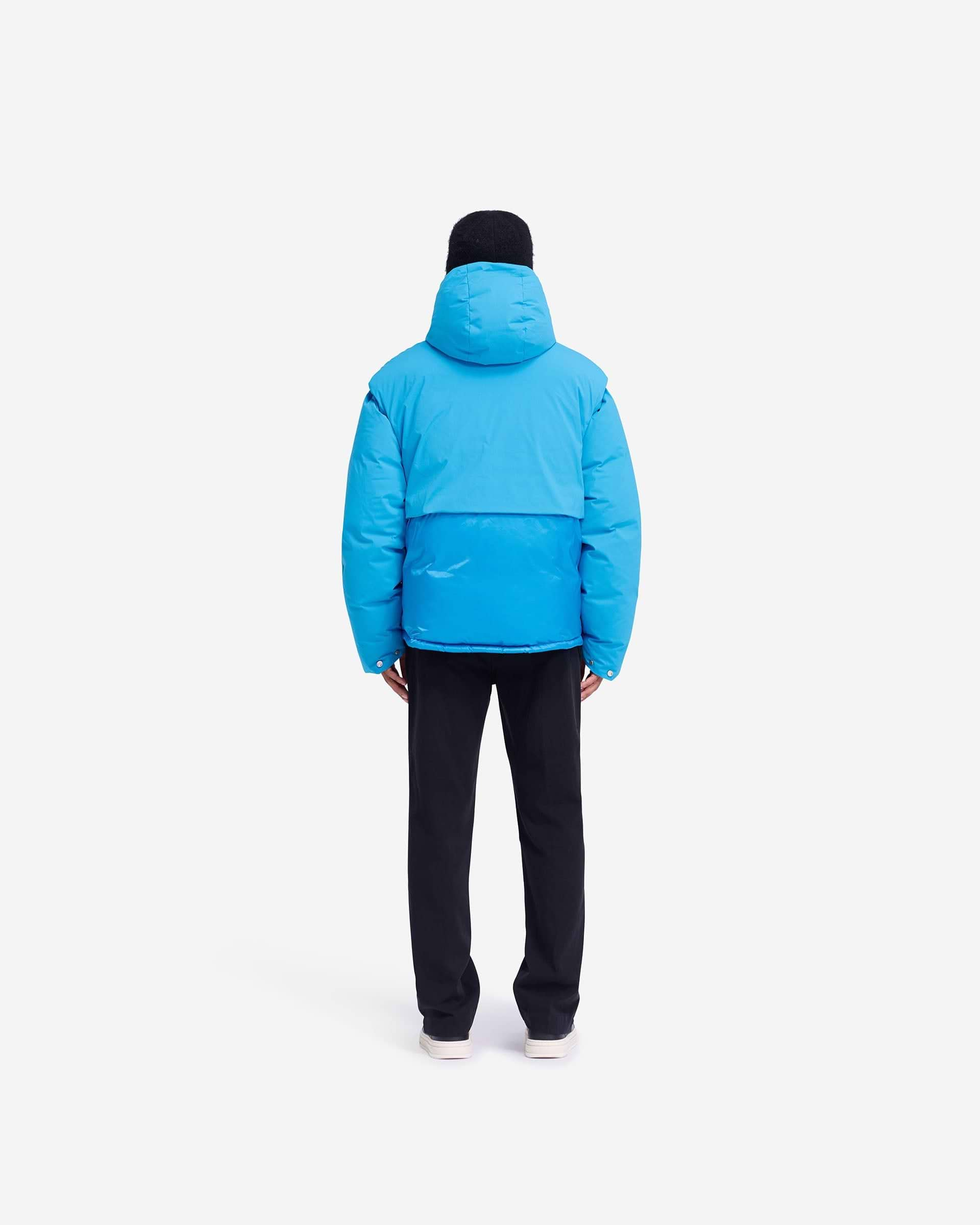 Layered Hooded Puffer - Bleu Électrique