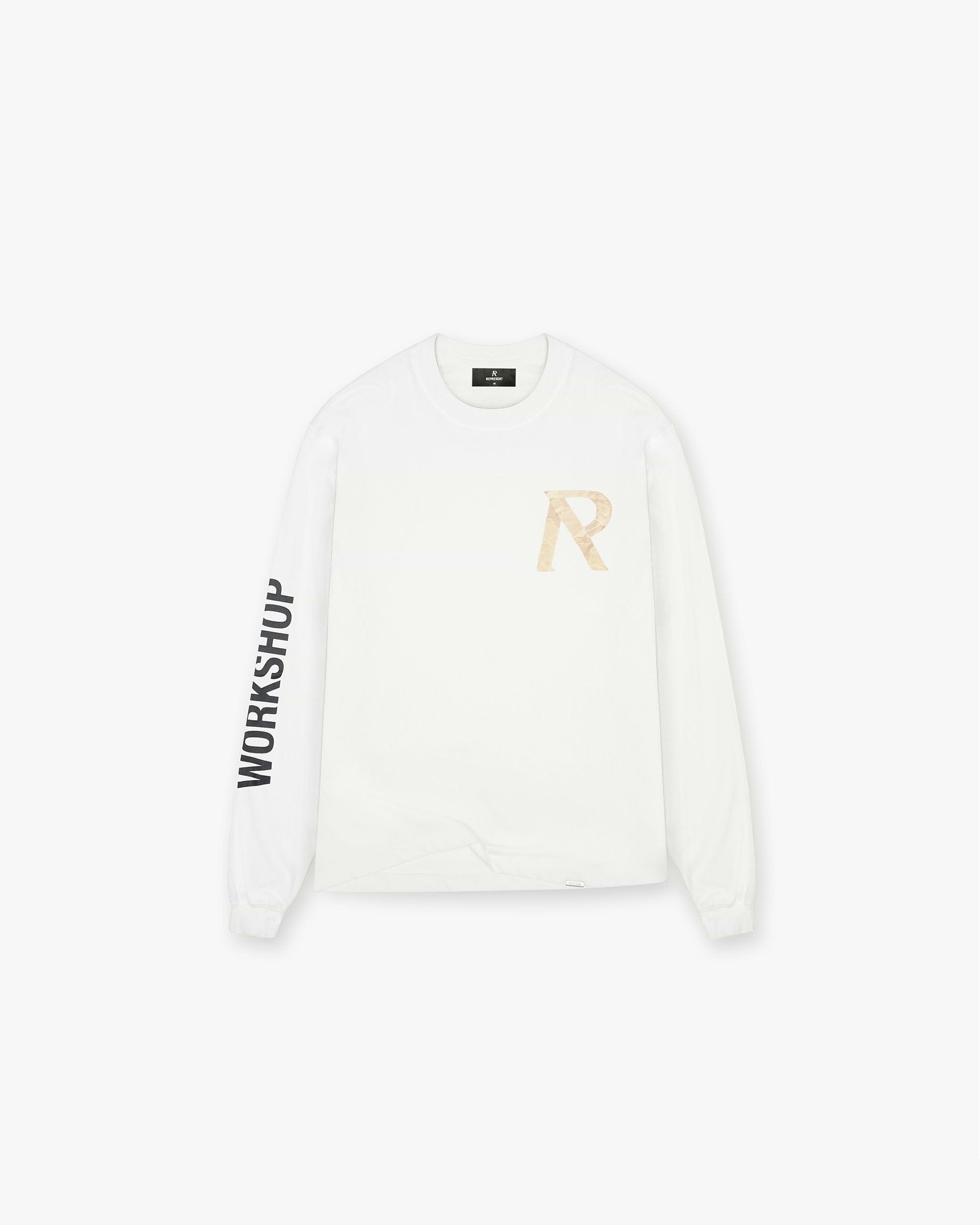 Masking Tape Initial Long Sleeve T-Shirt - Blanc Cassé