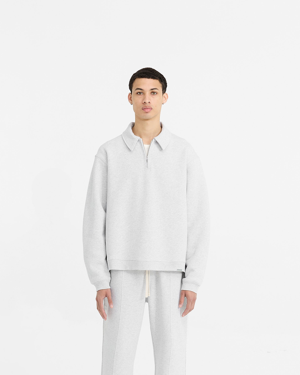 Initial Boxy Quarter Zip - EISGRAU MELIERT