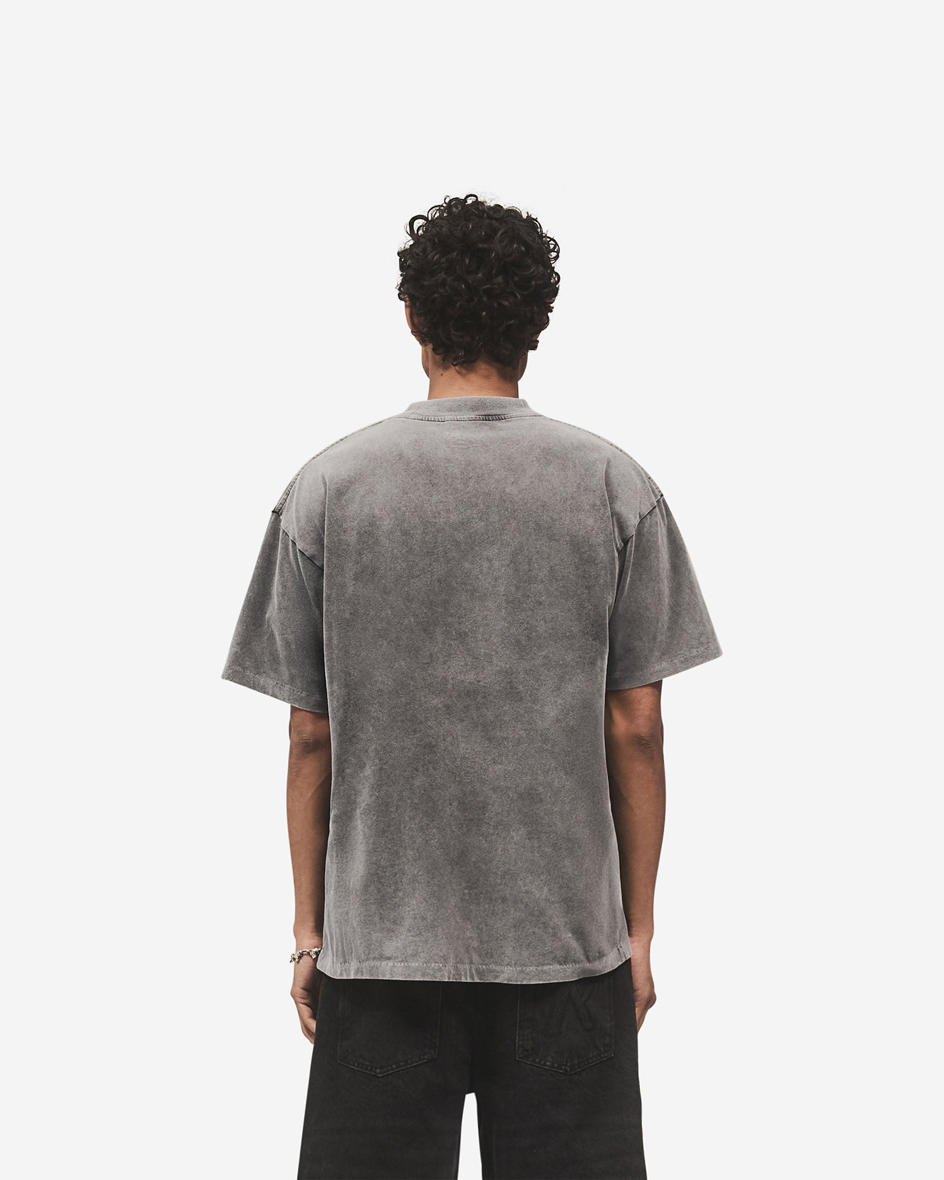 Embroidered Serif Logo T-Shirt - Vintage Grau