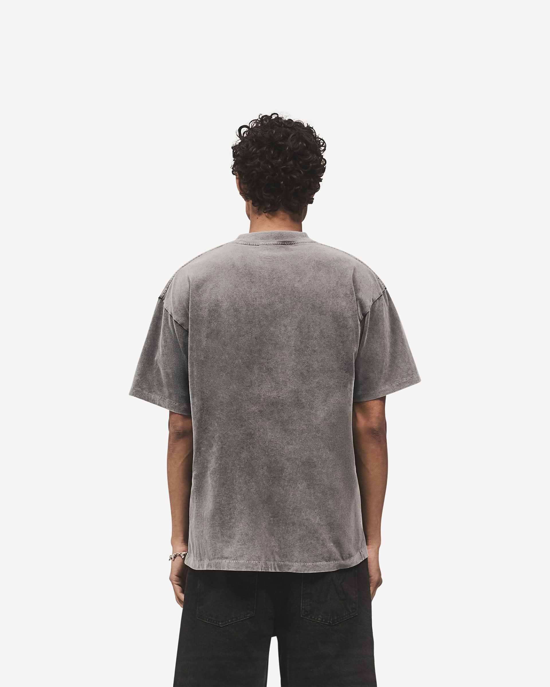 Embroidered Serif Logo T-Shirt - Vintage Grau