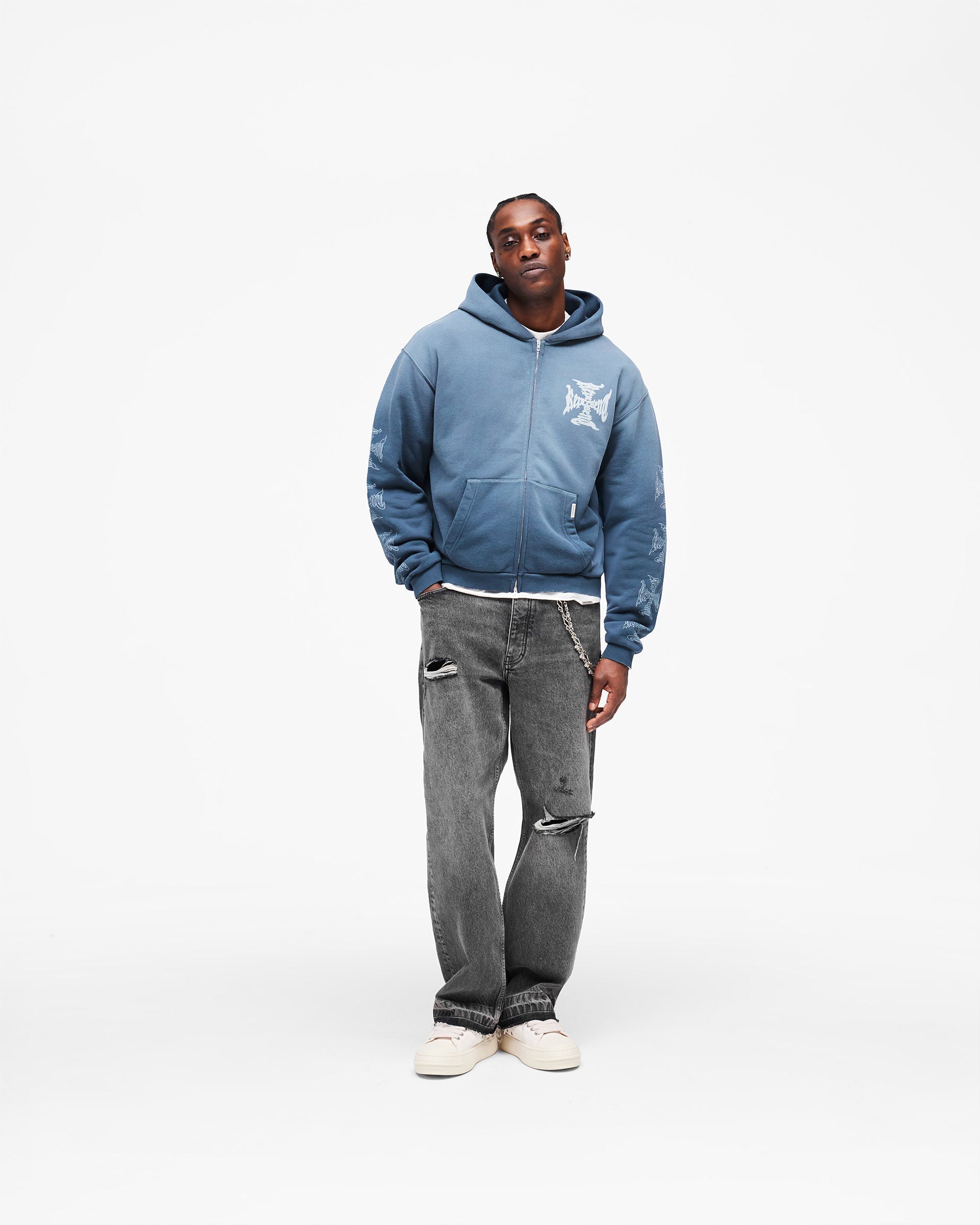 MH Shrunken Zip Hoodie - Vintage Navy