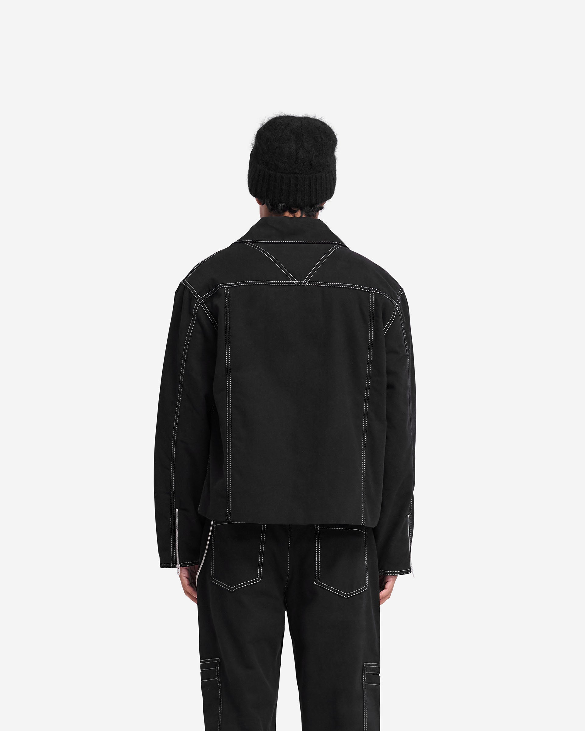 Contrast Stitch Smart Jacket - Noir Jet