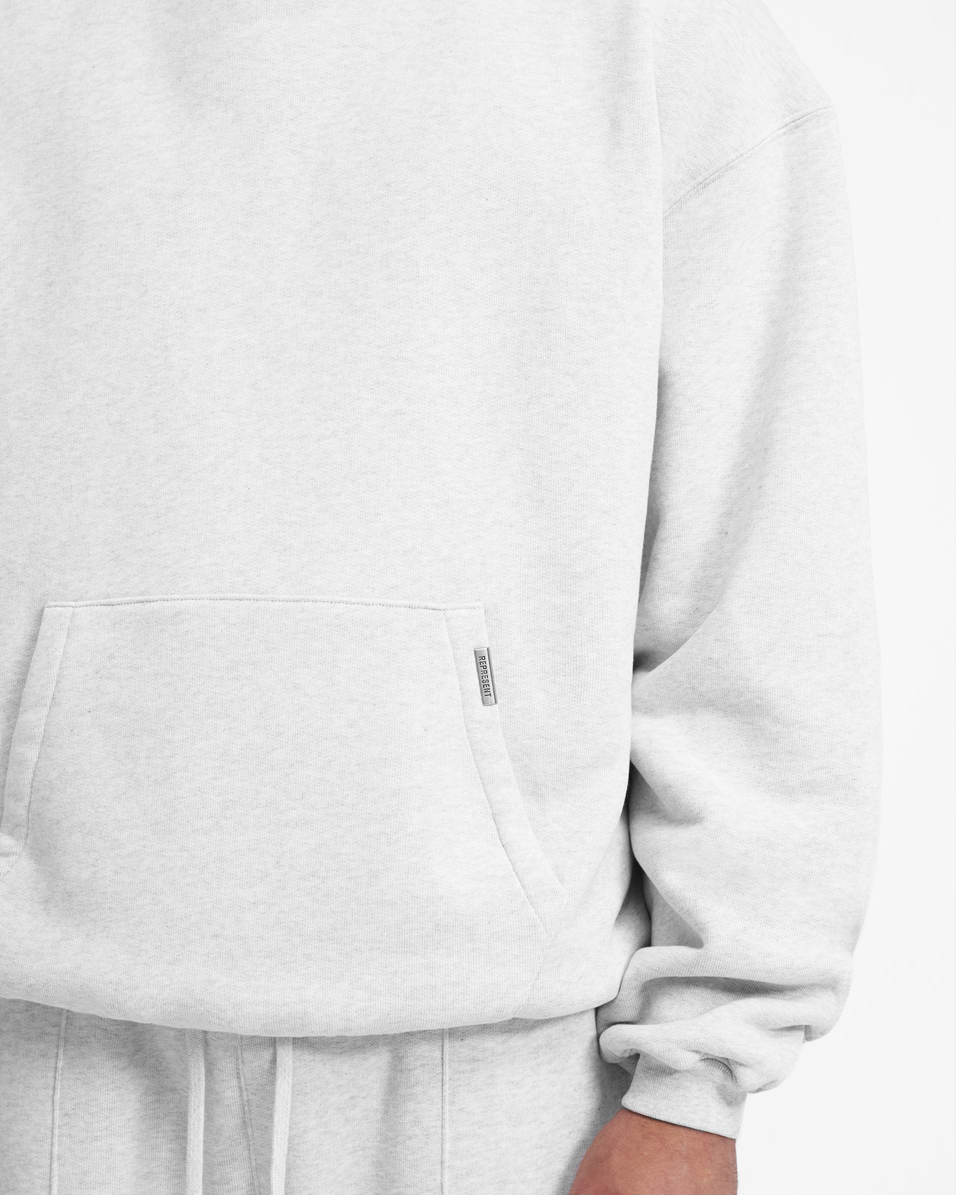 Heavyweight Initial Hoodie - Ice Grey Marl