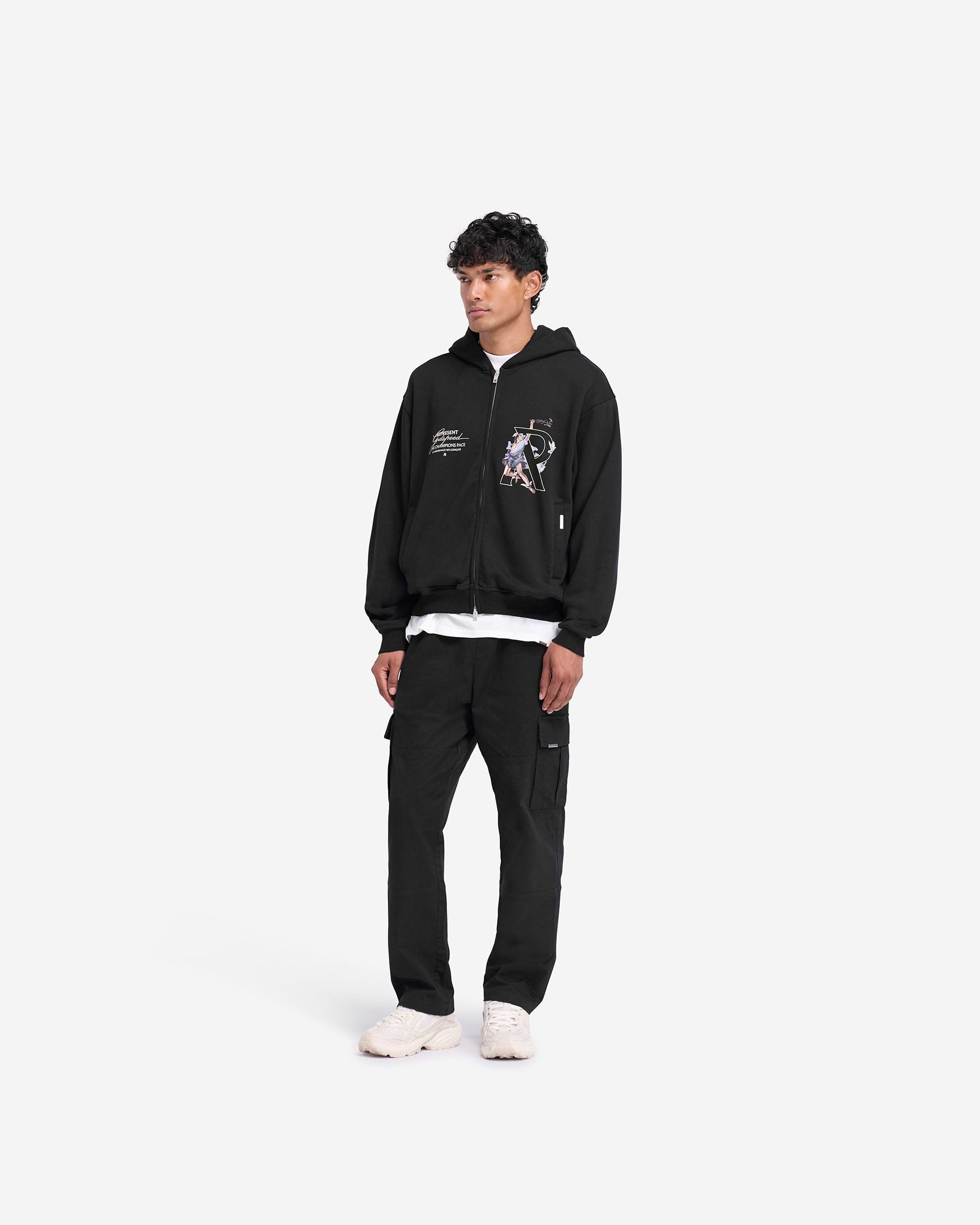 Hermes Zip Hoodie Tiefschwarz