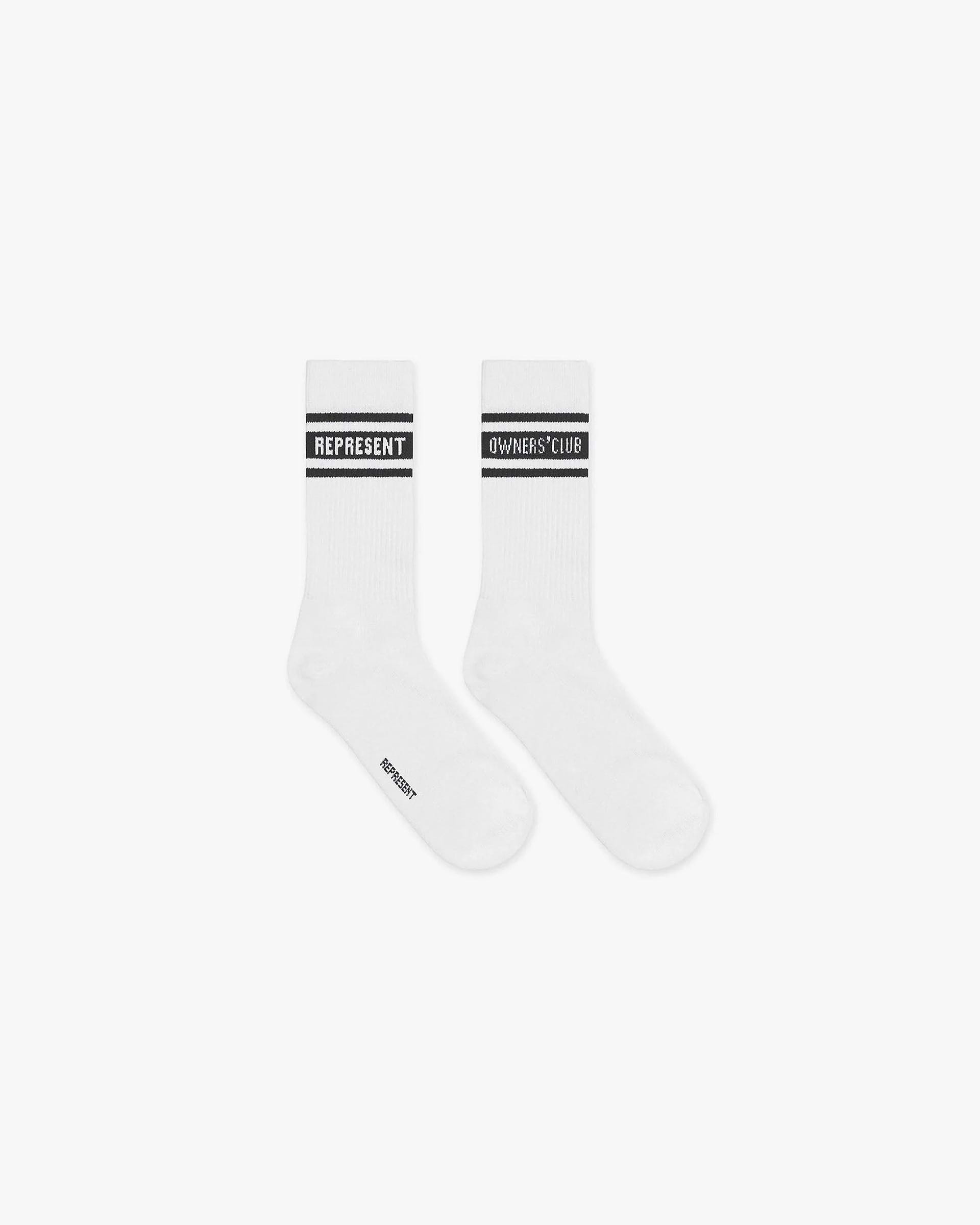 Represent Owners Club Socks | Flat White Black Accessories | REPRESENT CLO