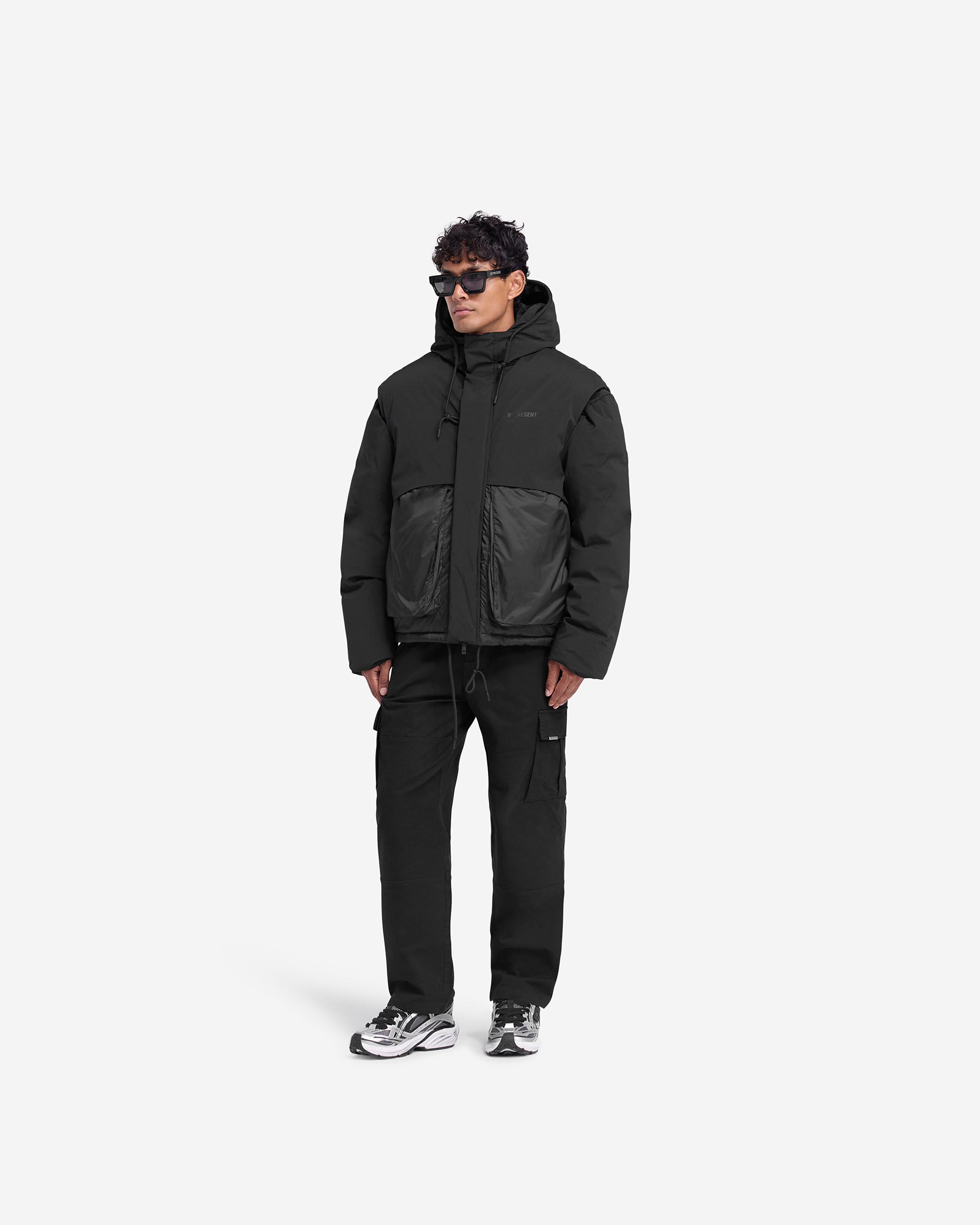 Layered Hooded Puffer - Noir Jet