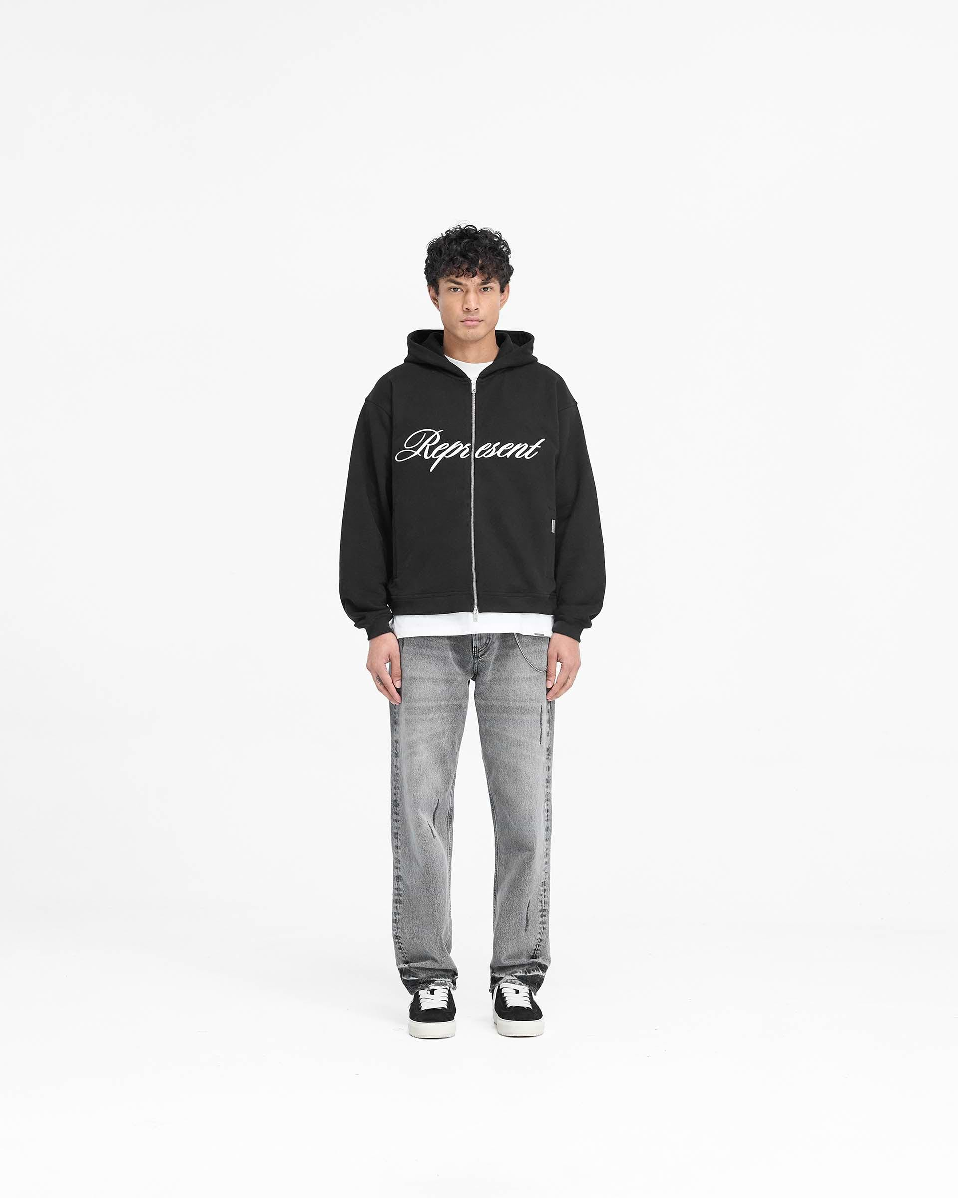 Script Logo Zip Hoodie - Black