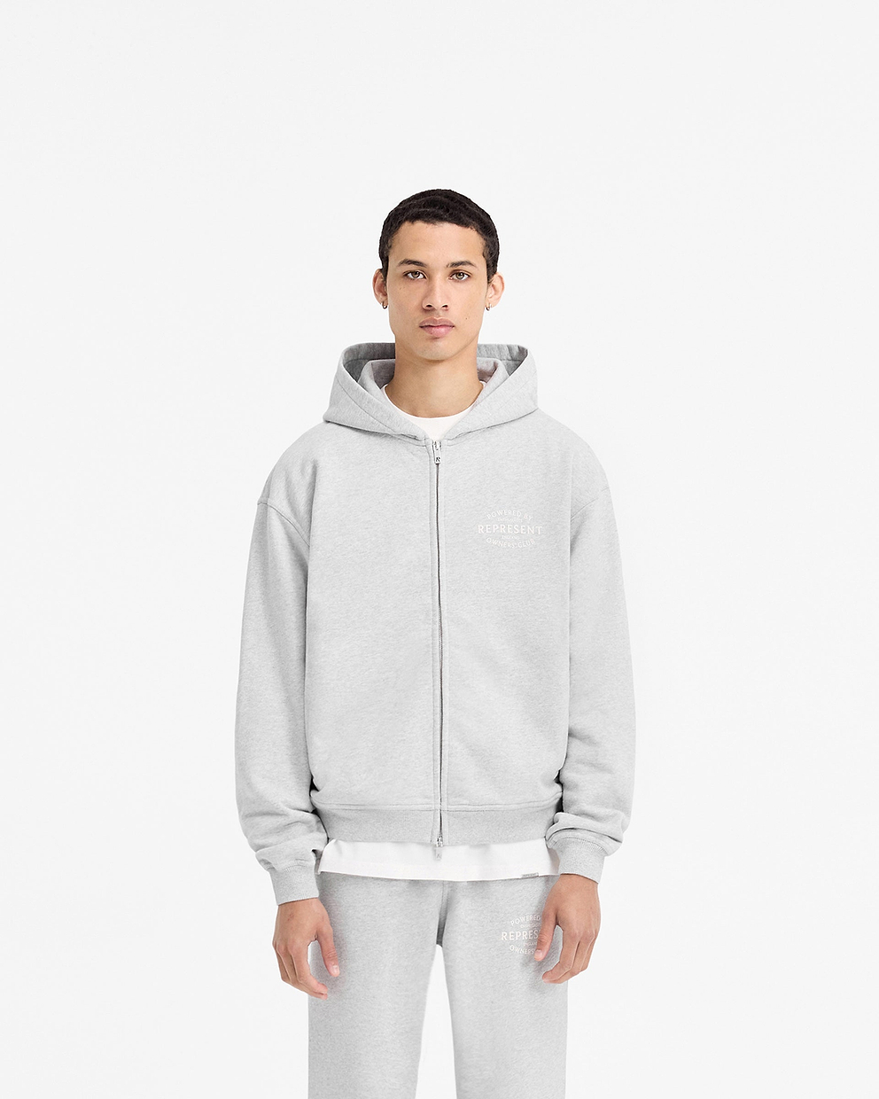 Represent Owners Club Stamp Zip Up Hoodie - ASCHGRAU