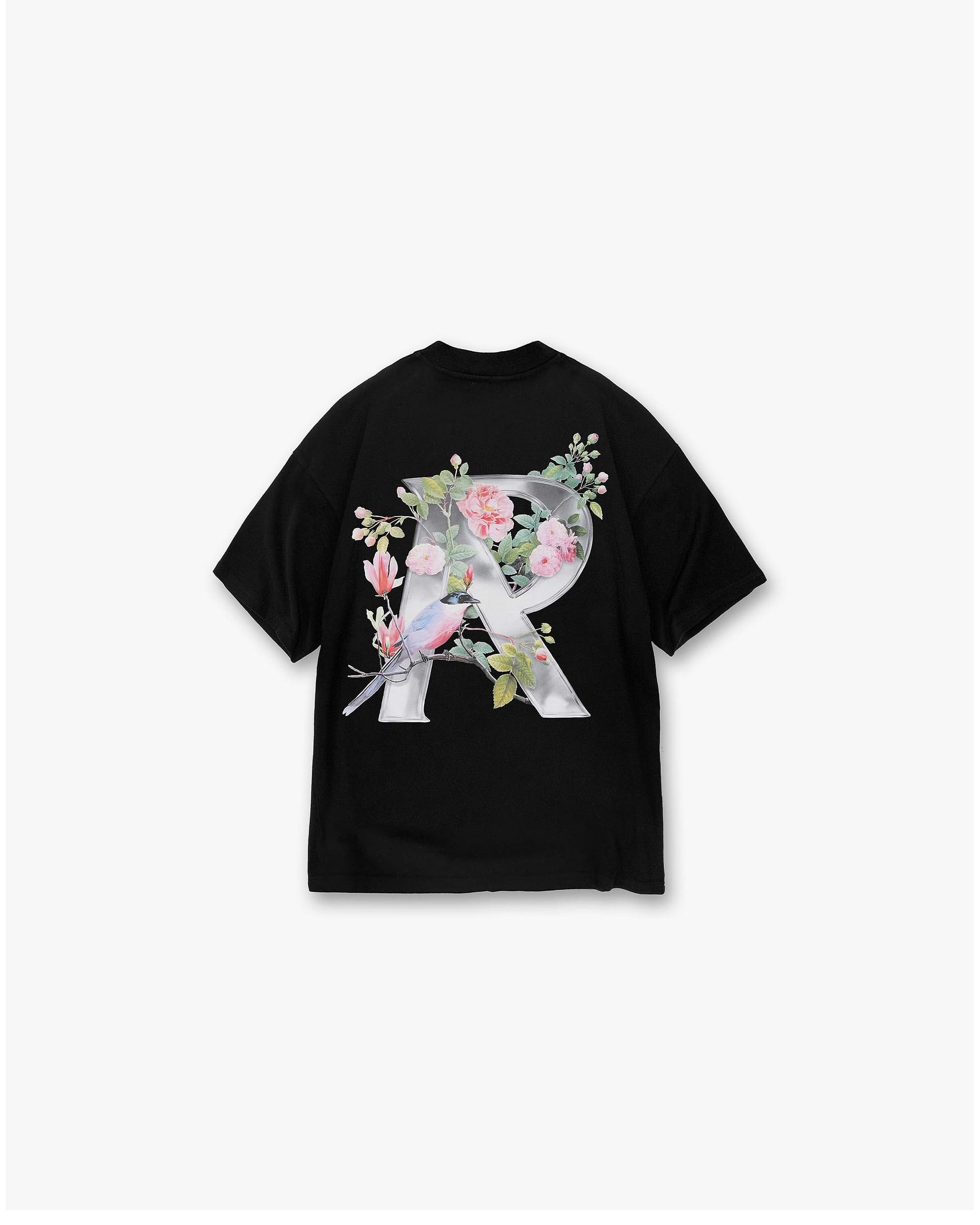 Floral Initial T-Shirt | Black T-Shirts SC23 | Represent Clo