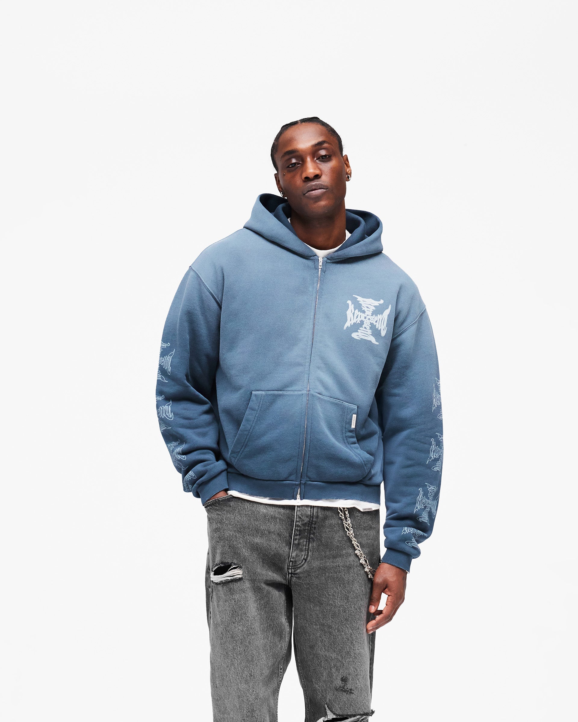 MH Shrunken Zip Hoodie - Vintage Navy