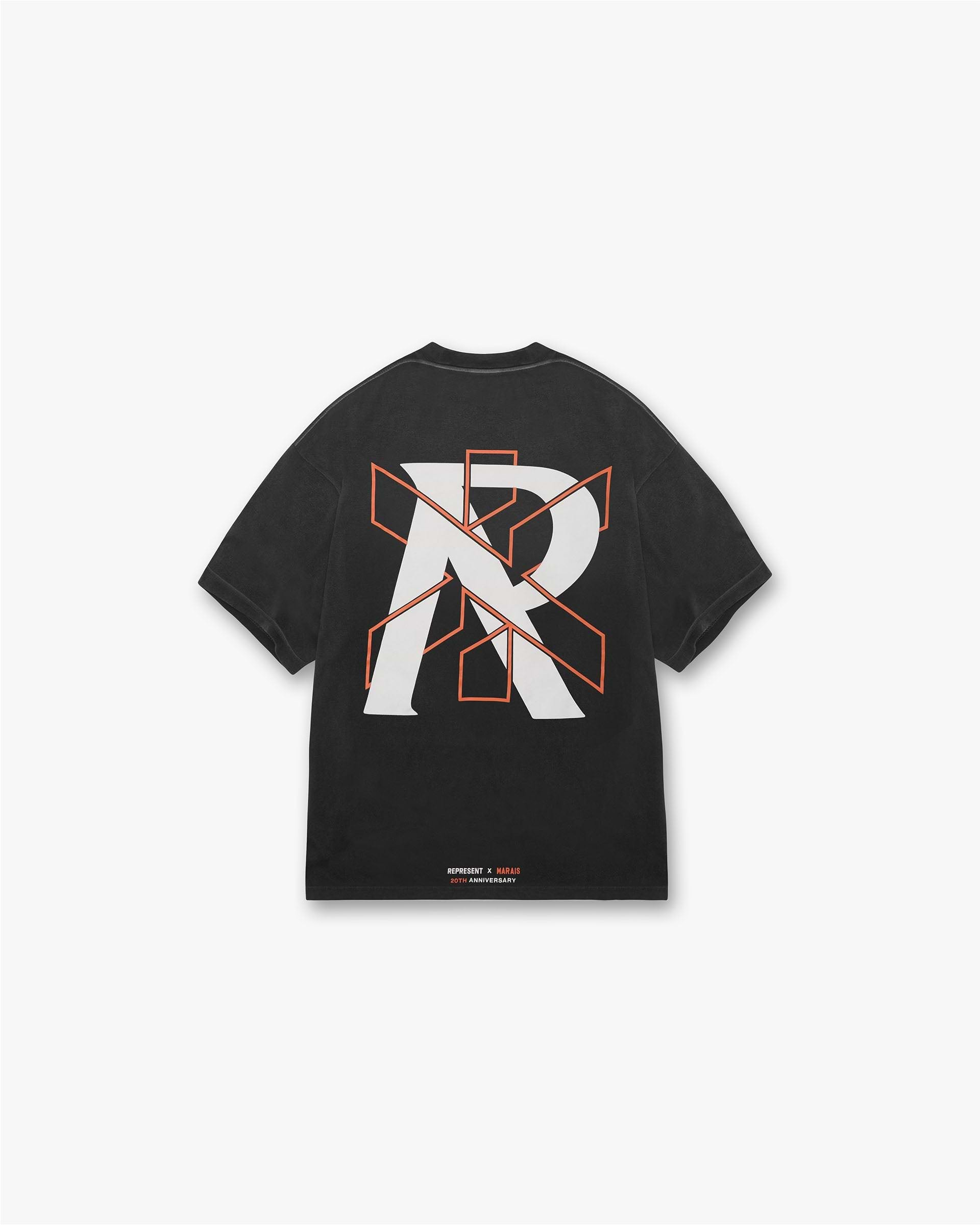 Represent X Marais Logo Lock Up T-Shirt - Noir Vieilli