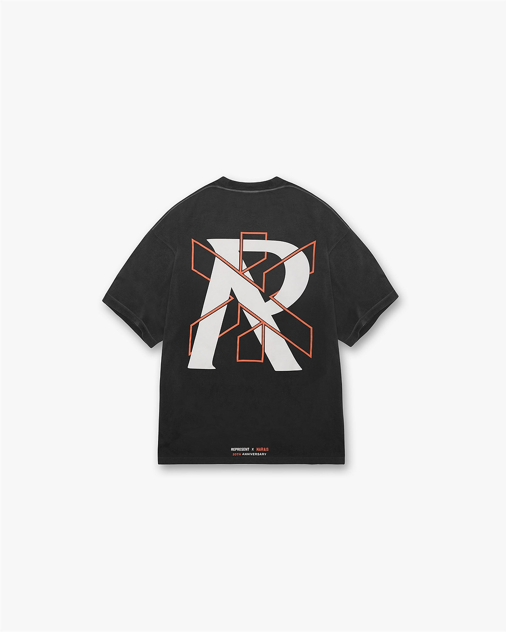 Represent X Marais Logo Lock Up T-Shirt - Gealtert Schwarz