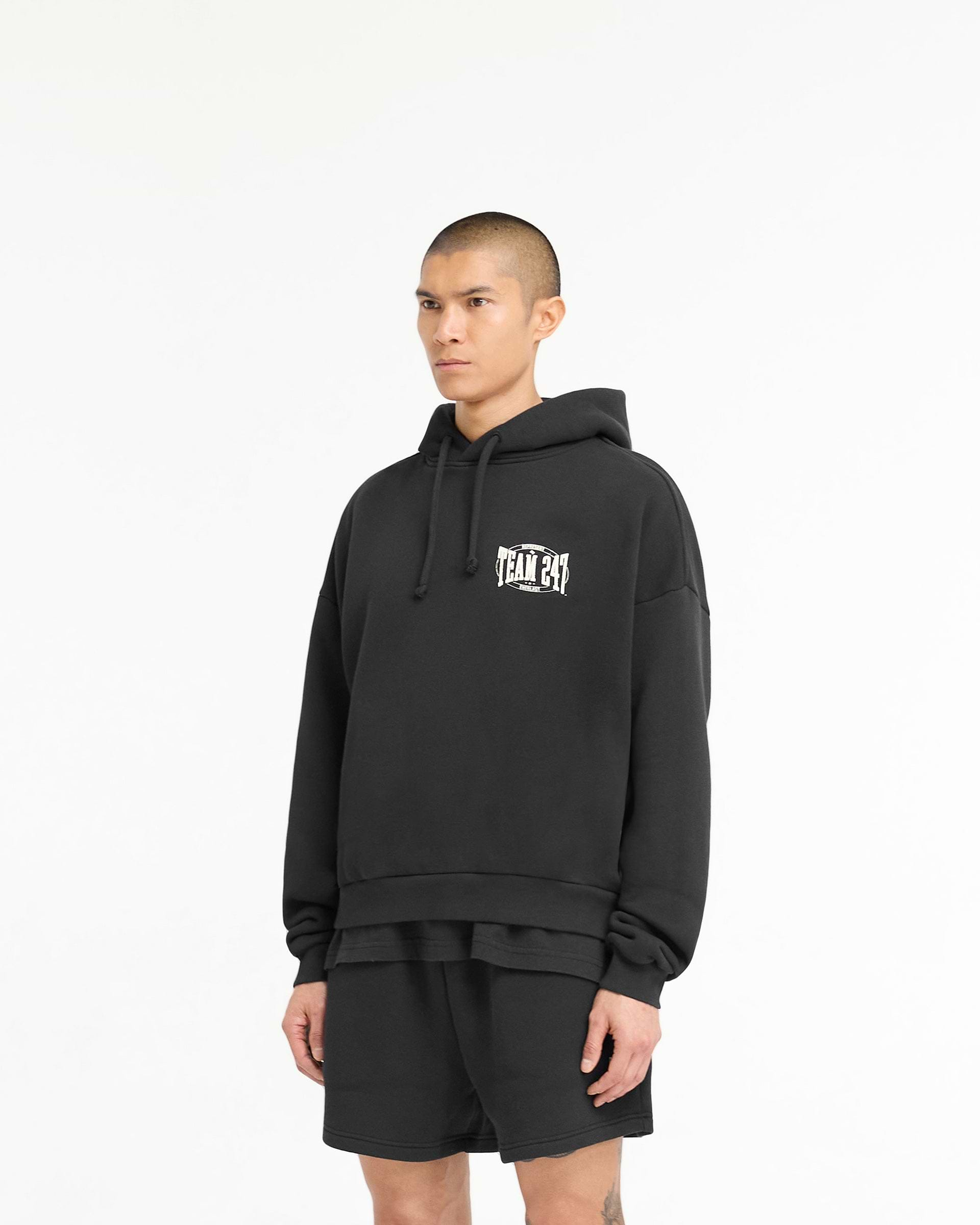 247 X Everlast Training Camp Boxy Hoodie - Dunkelschwarz