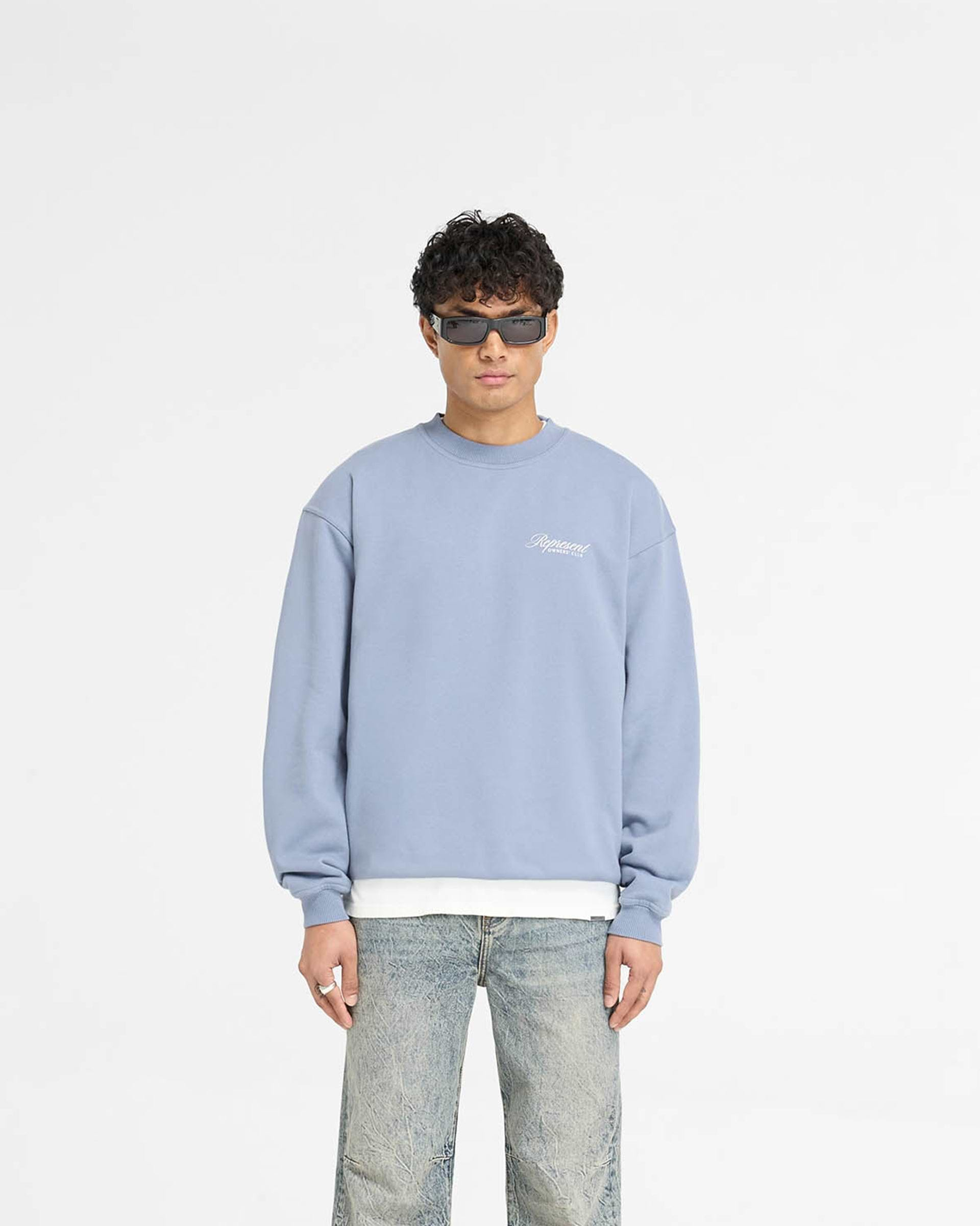 Represent Owners Club Script Sweater - Dusty Blue