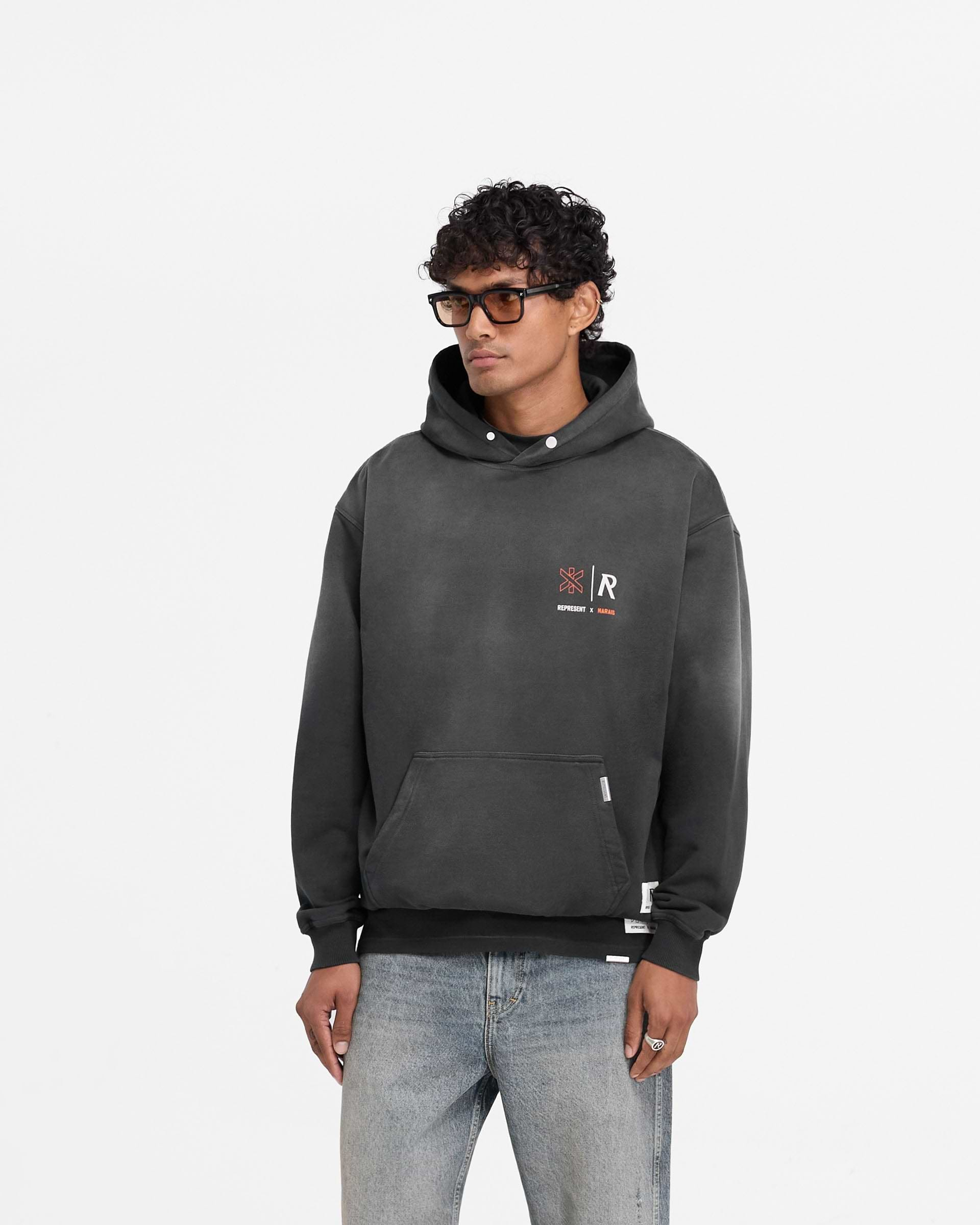 Represent X Marais Logo Lock Up Hoodie - Noir Vieilli