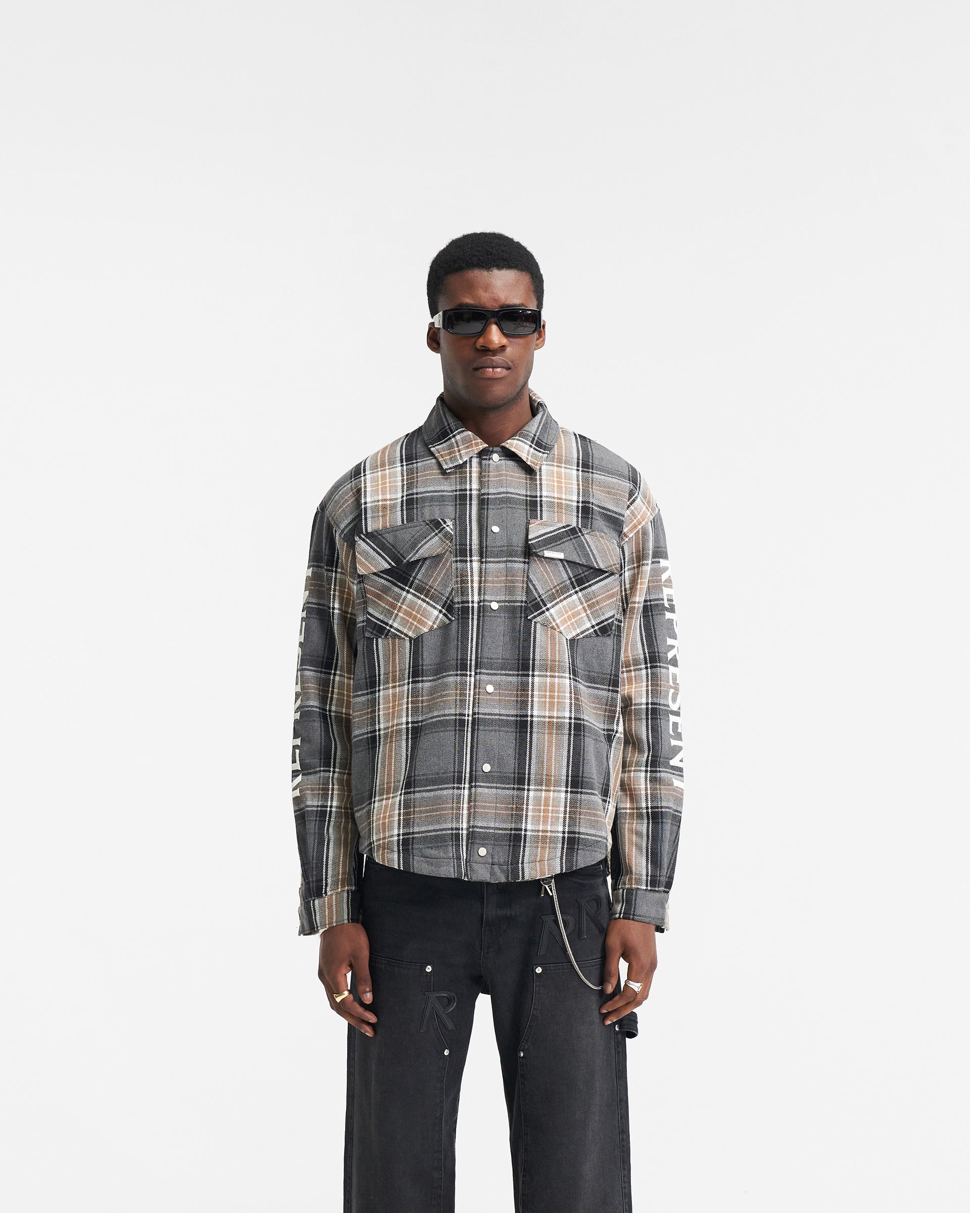 Quilted Flannel Overshirt - Grau Kariert