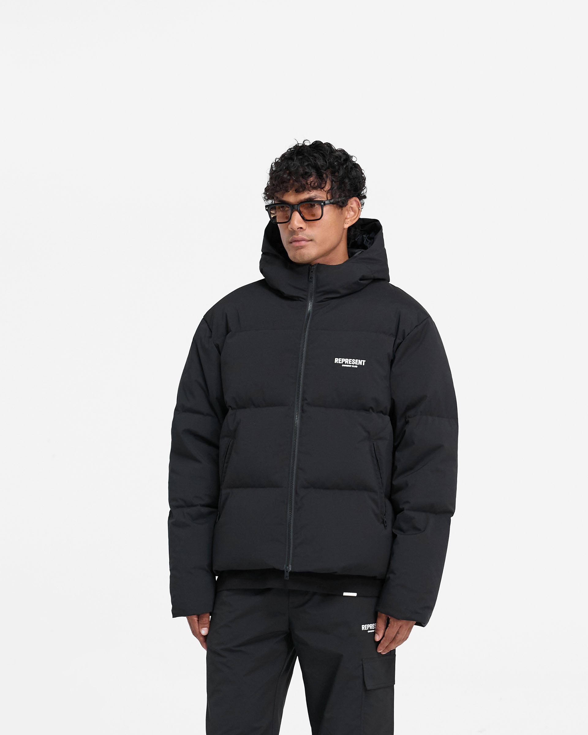 Represent Owners Club Hooded Puffer Jacket - Noir