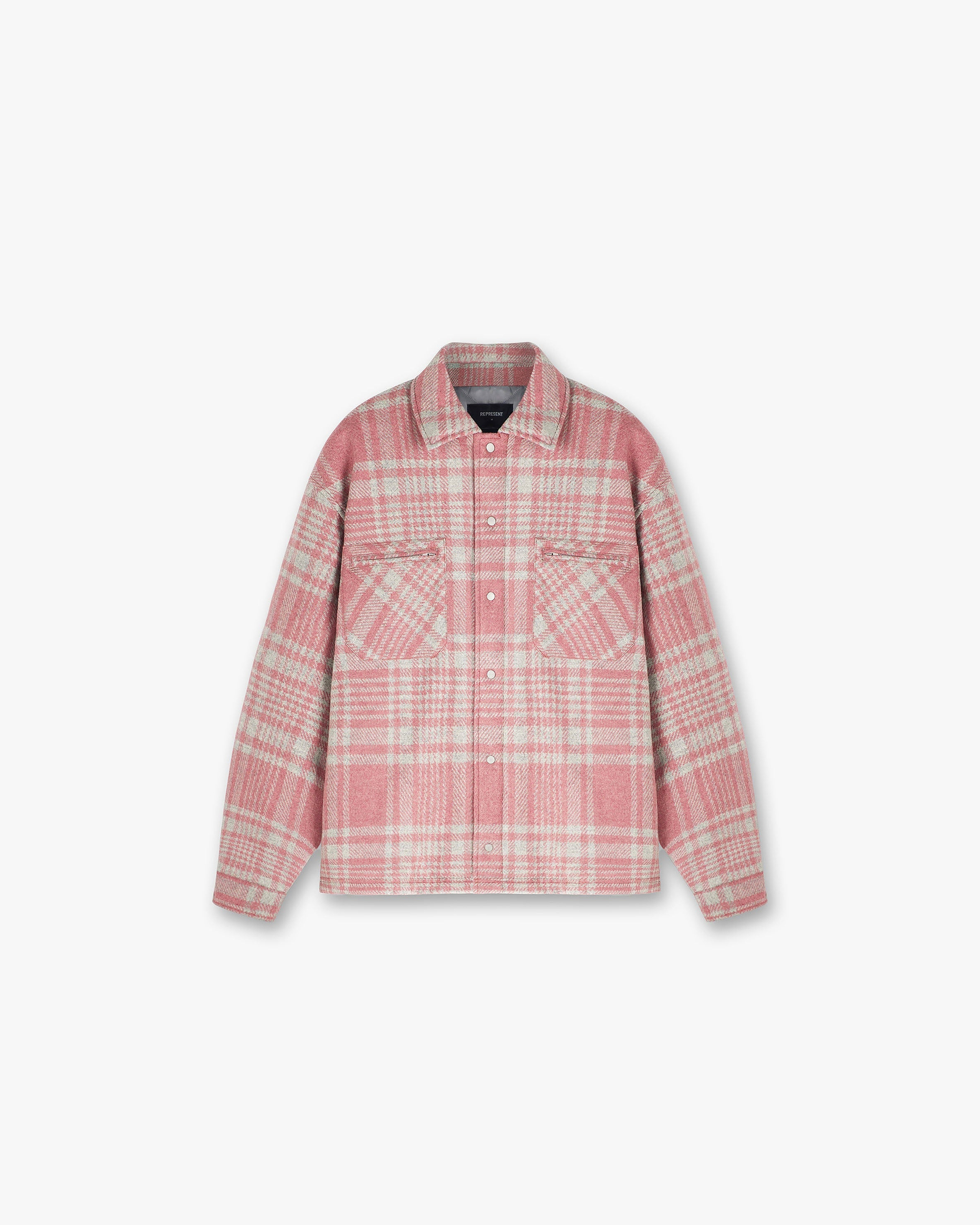 Chemise en flanelle matelassée - Carreaux gris rose