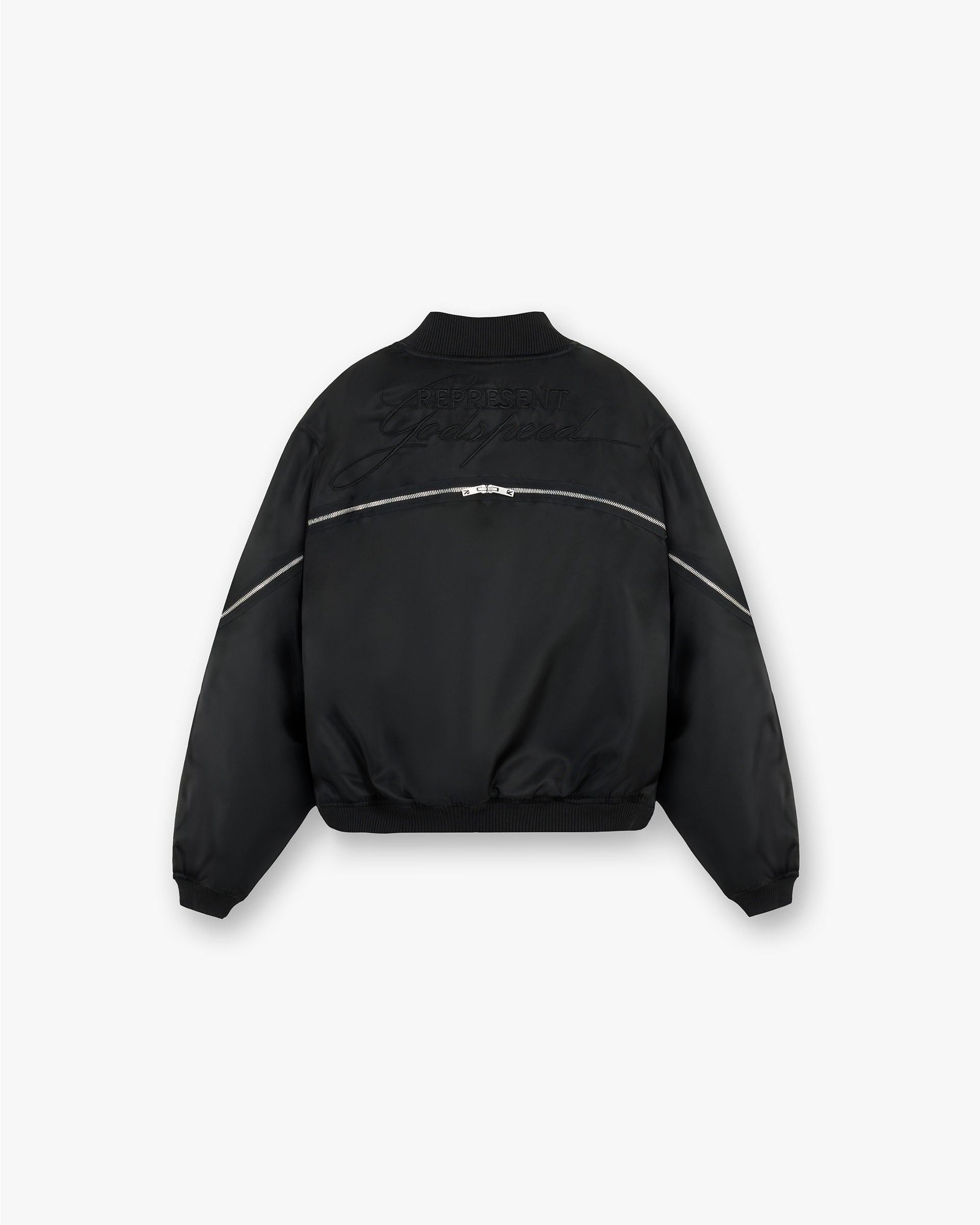 Zip Back Bomber Jacket - Tiefschwarz