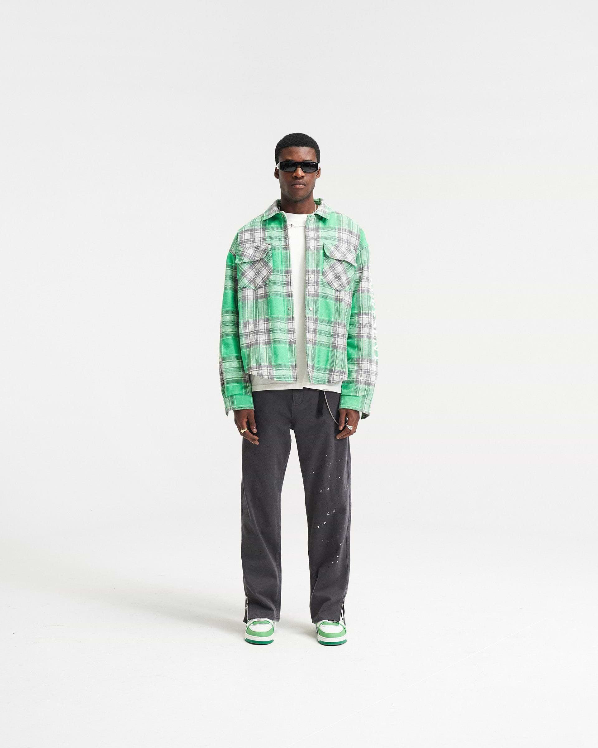 Quilted Flannel Overshirt - Island Green