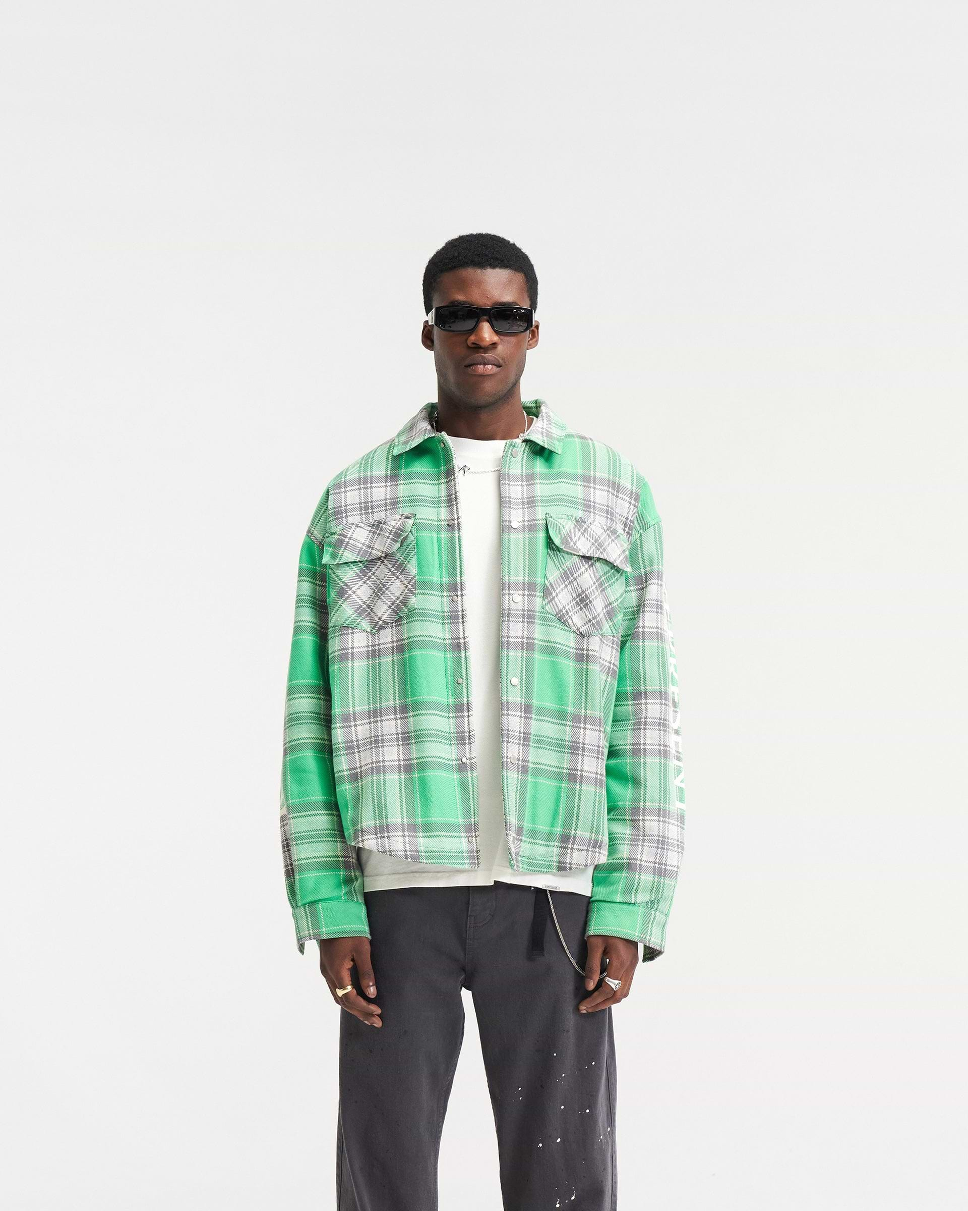 Quilted Flannel Overshirt - Island Green