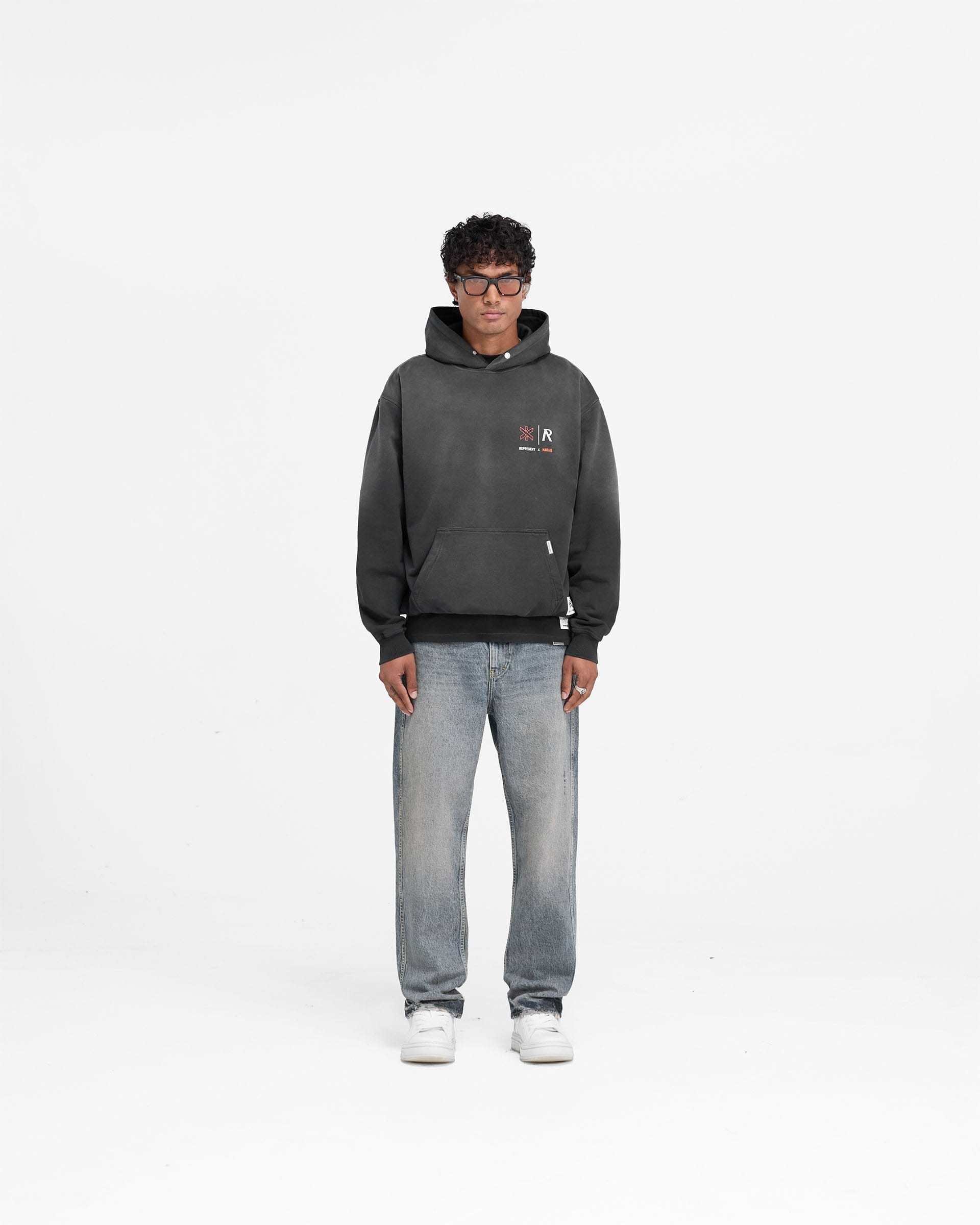 Represent X Marais Logo Lock Up Hoodie - Noir Vieilli