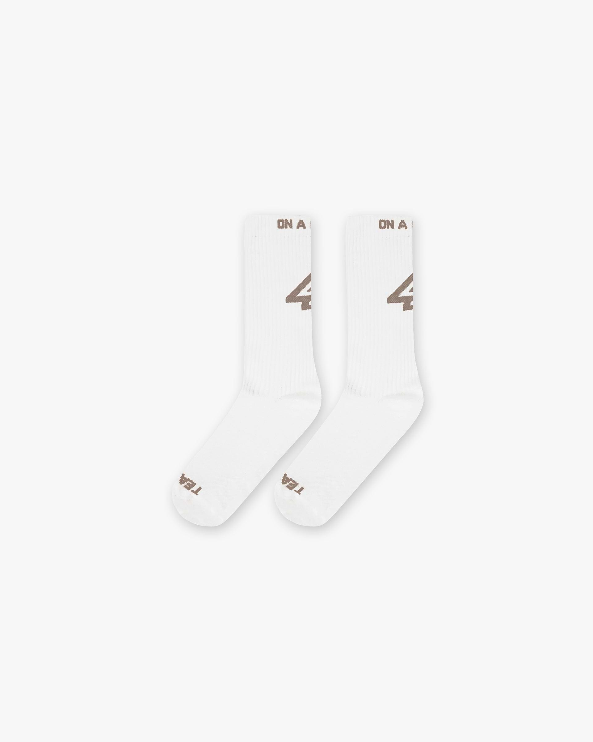 247 Logo Socks - Flat White