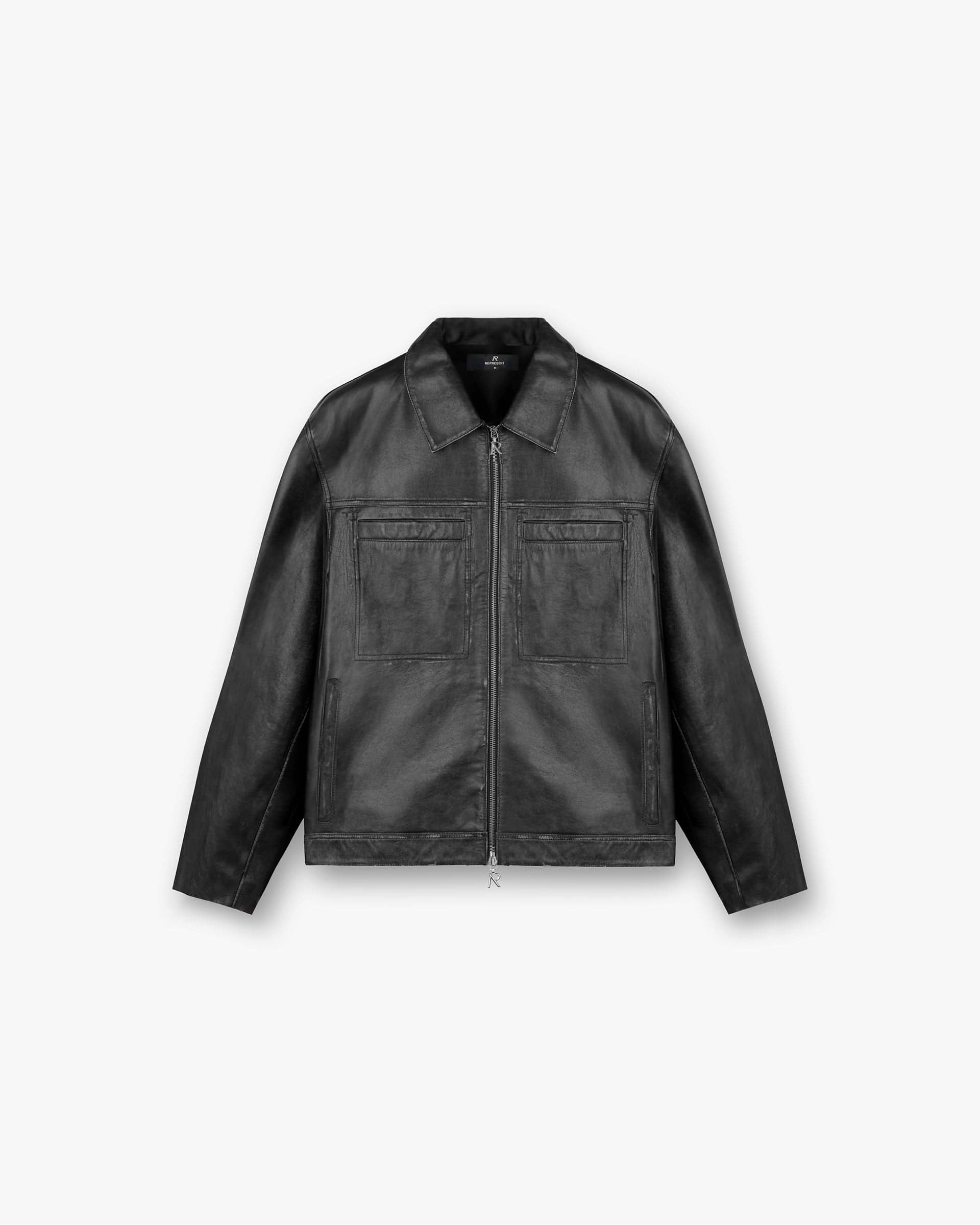 Distressed Leather Smart Jacket - Noir