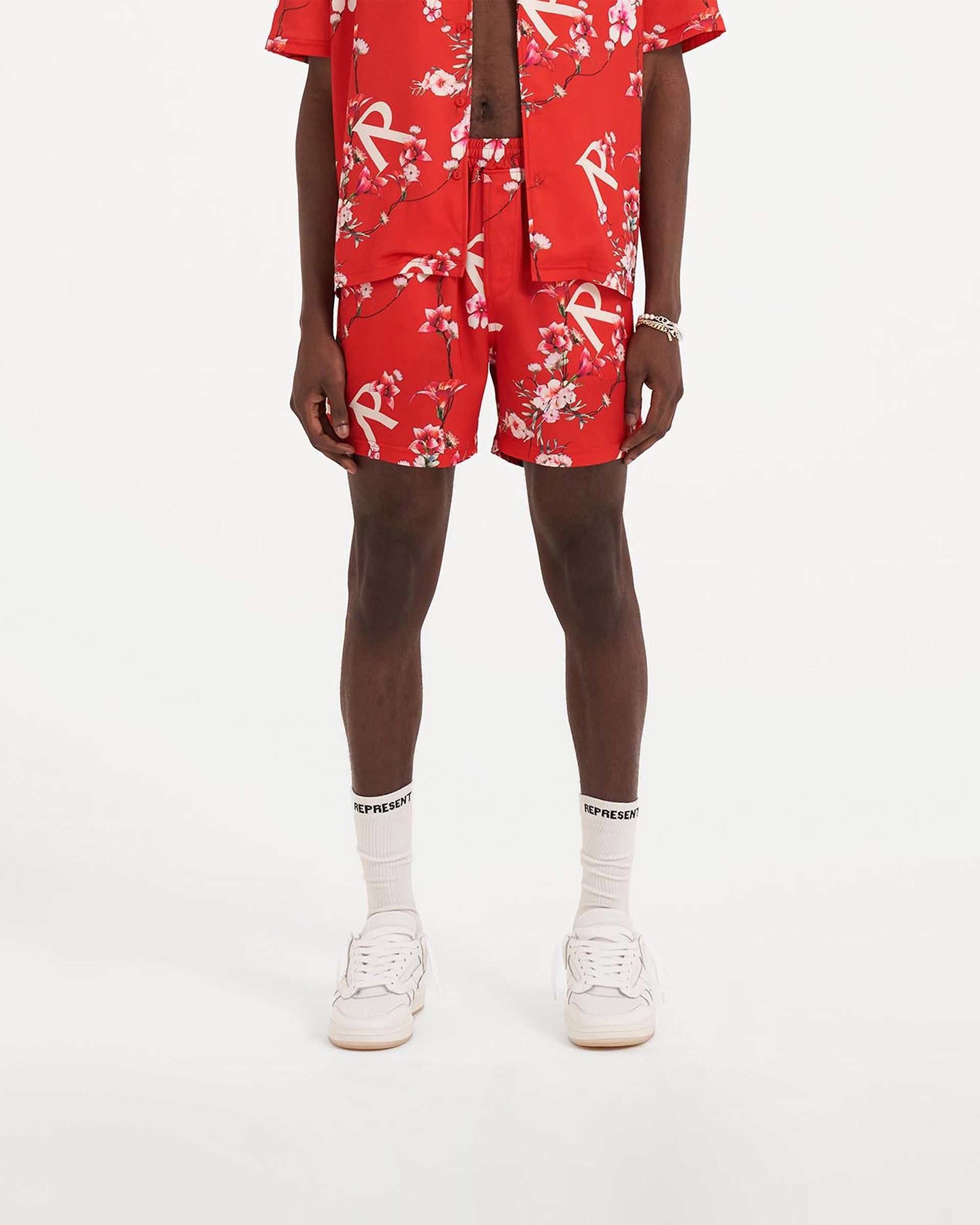Floral Shorts - Burnt Red