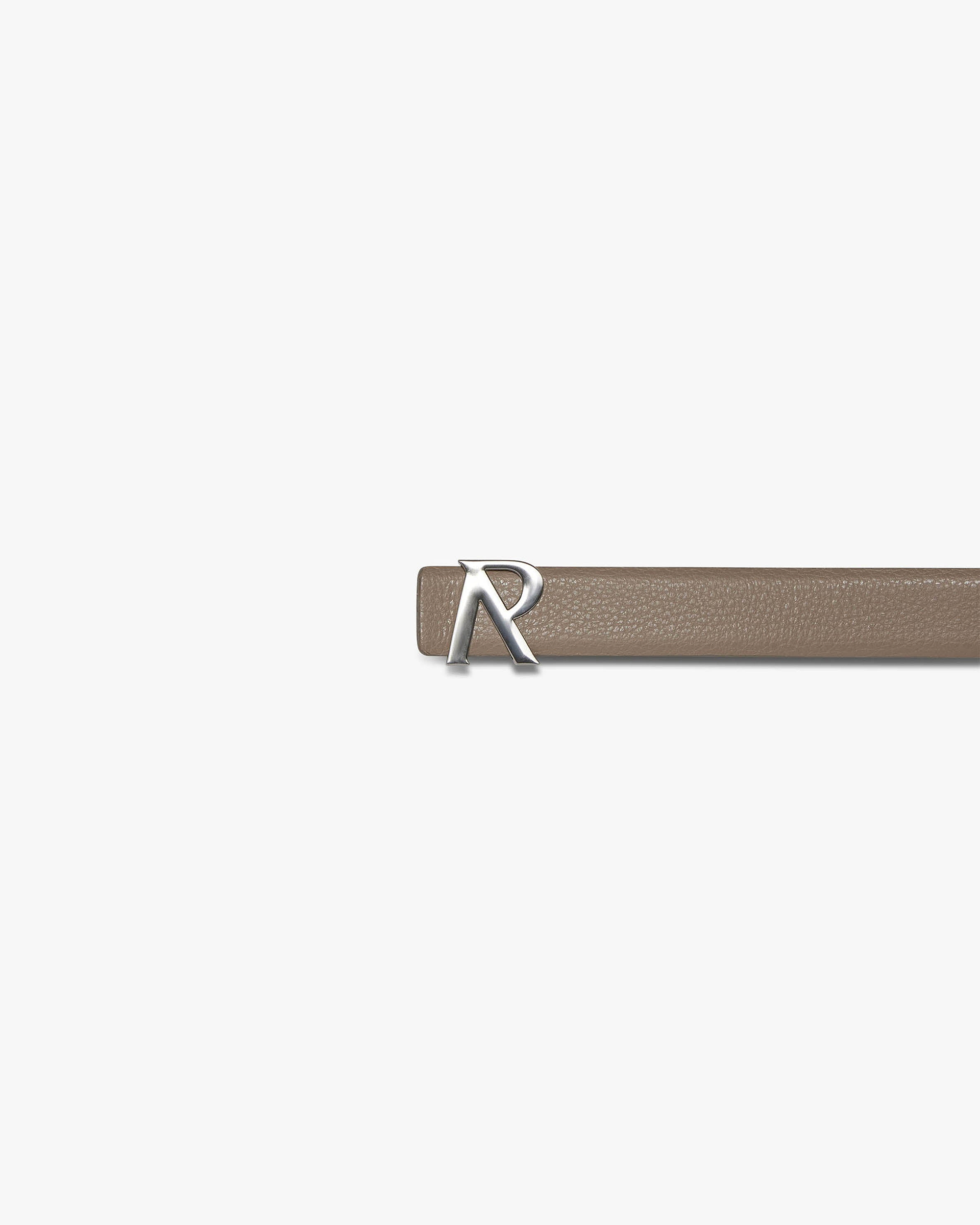 Initial Tumbled Leather Belt - Mushroom