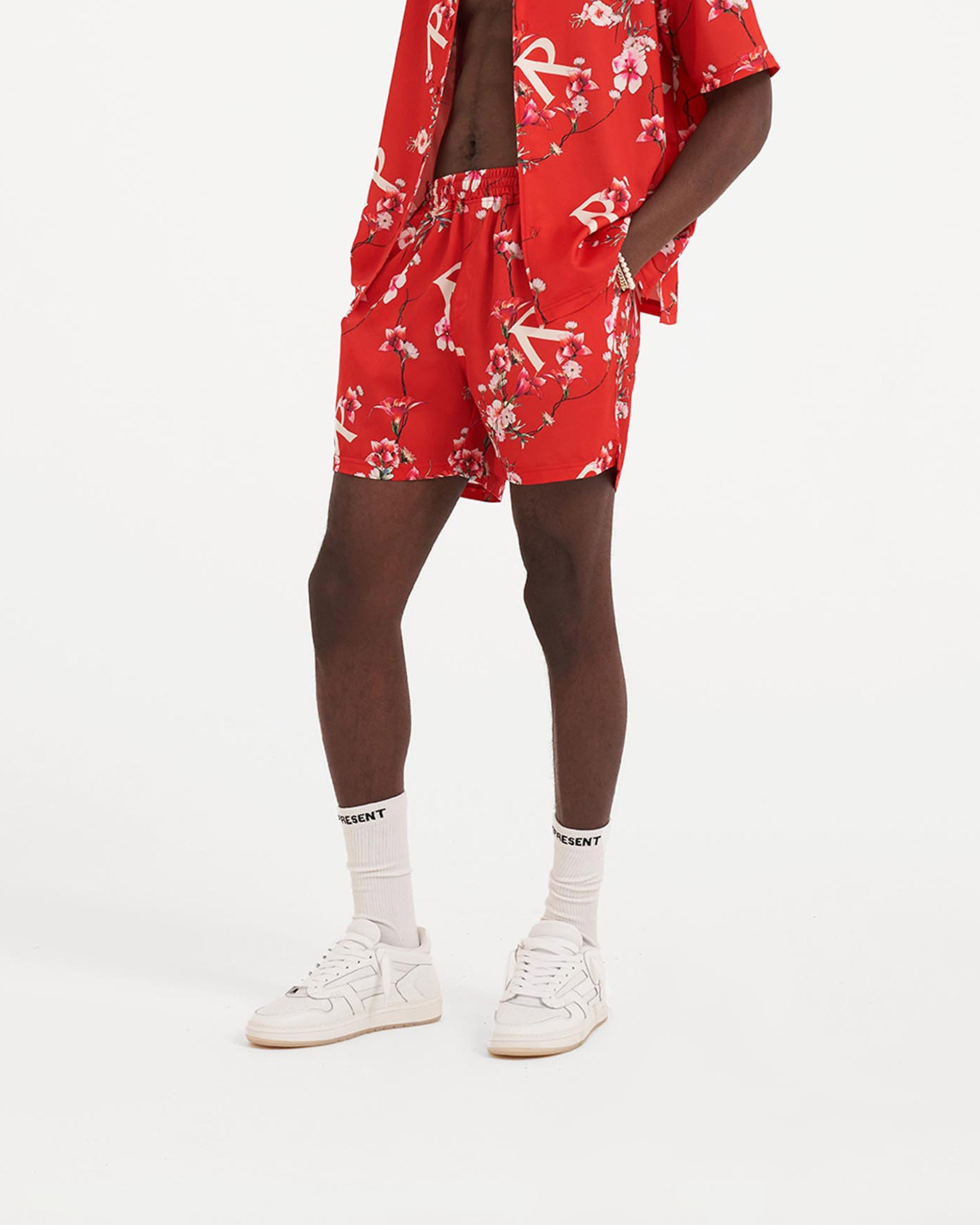 Floral Shorts - Burnt Red