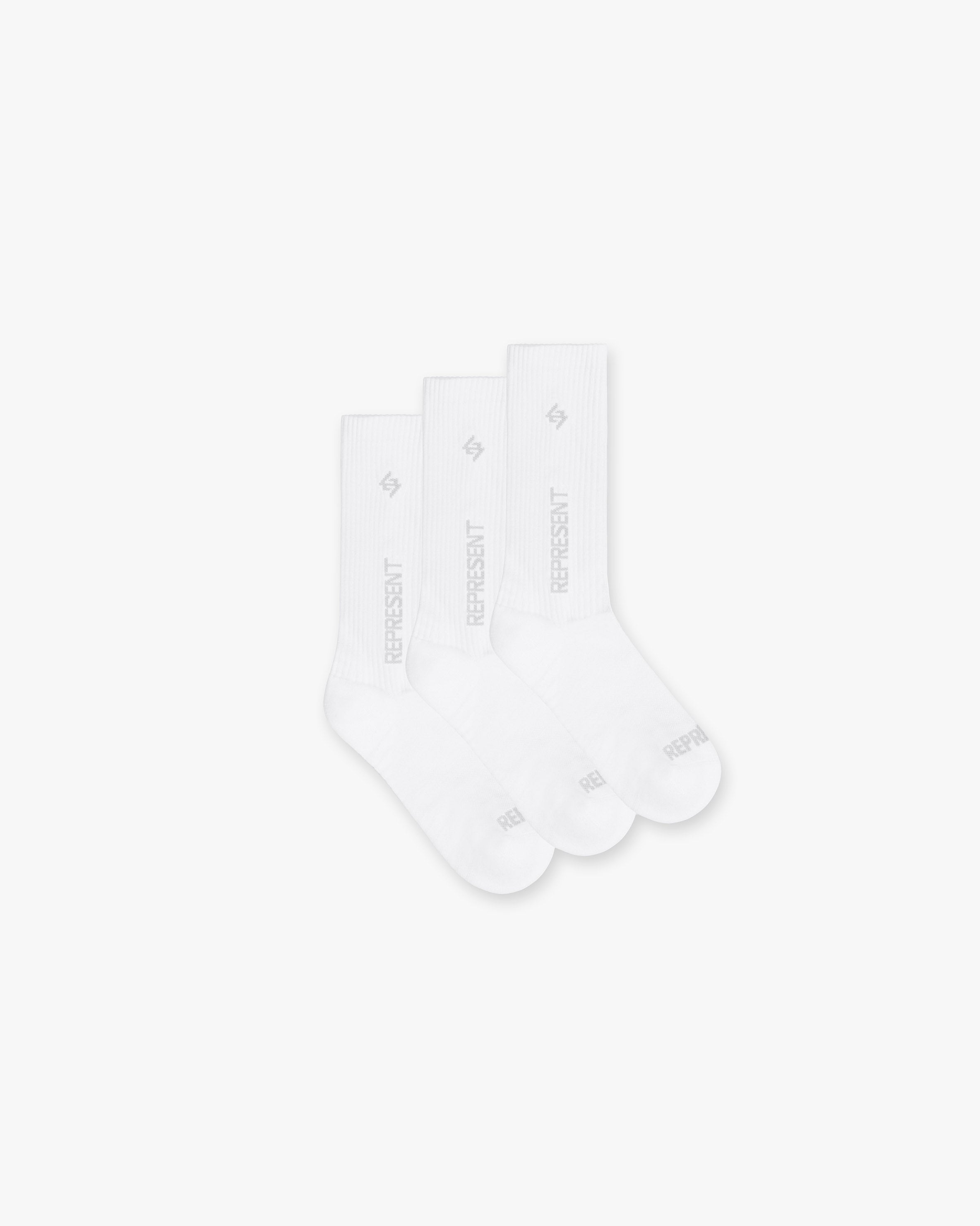 Team 247 Socks  | 3 Pack | White Grey Accessories 247 | Represent Clo