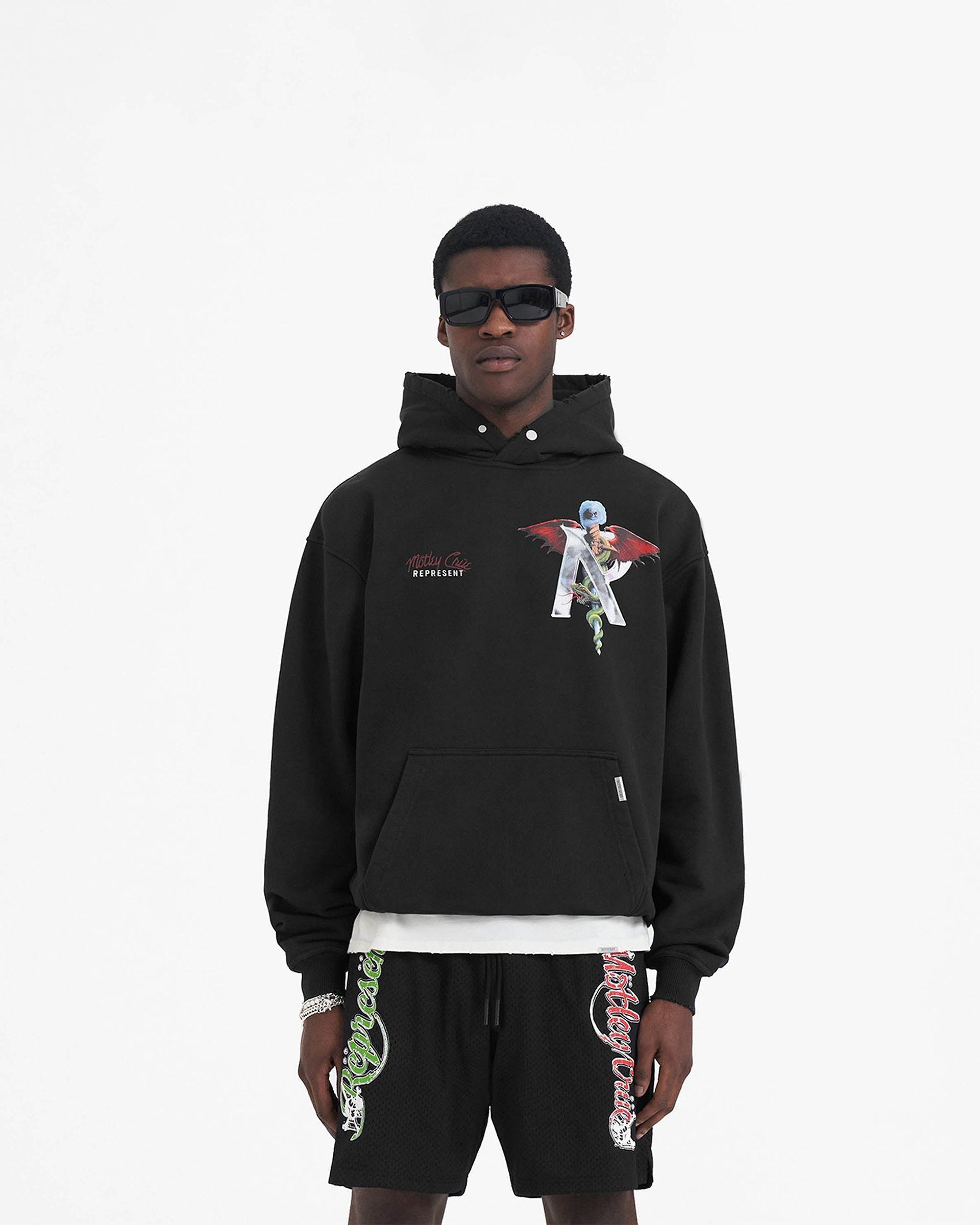 Represent x Mötley Crüe™️ Initial Hoodie - Off Black