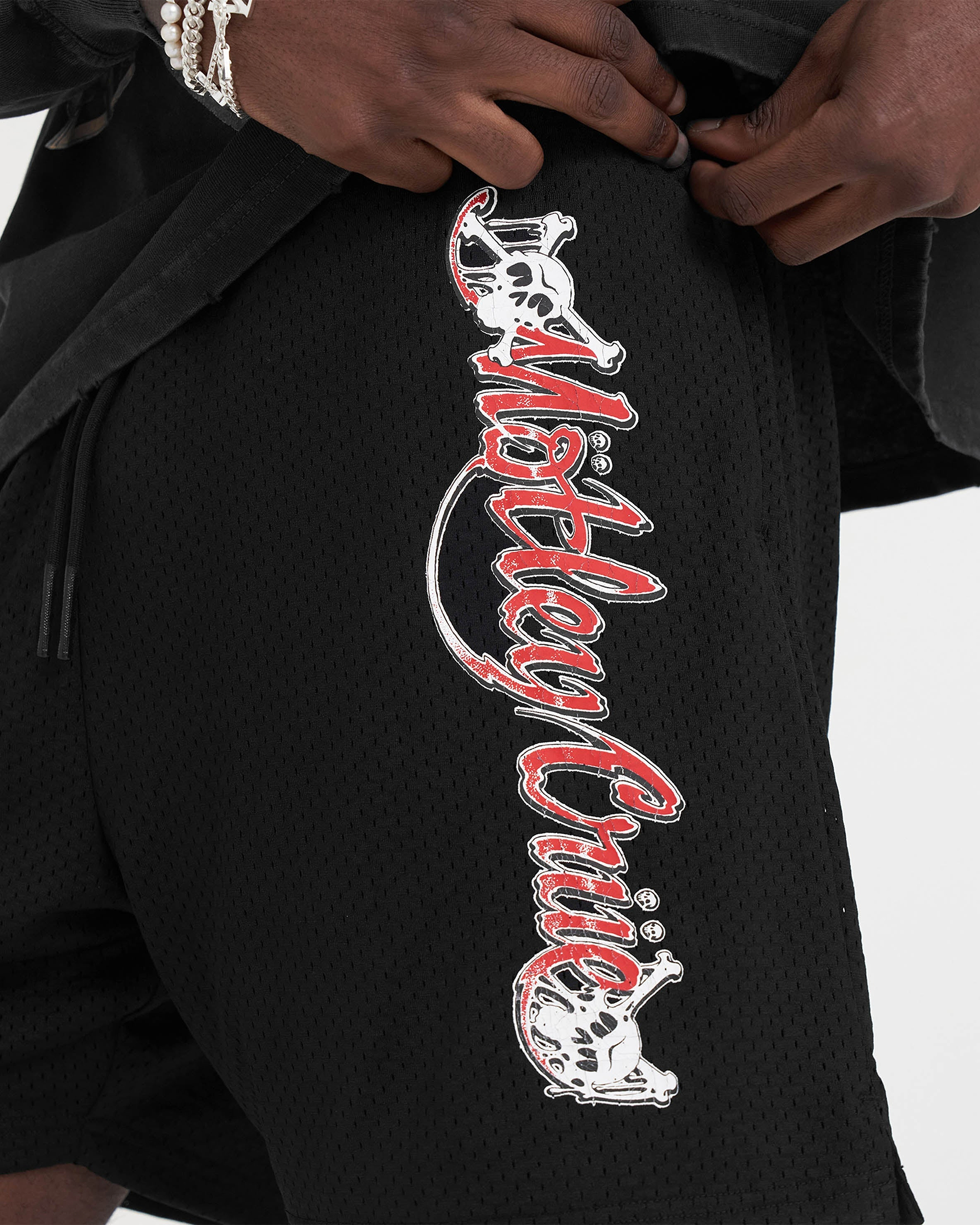 Represent x Mötley Crüe™️ Logo Mesh Shorts - Jet Black
