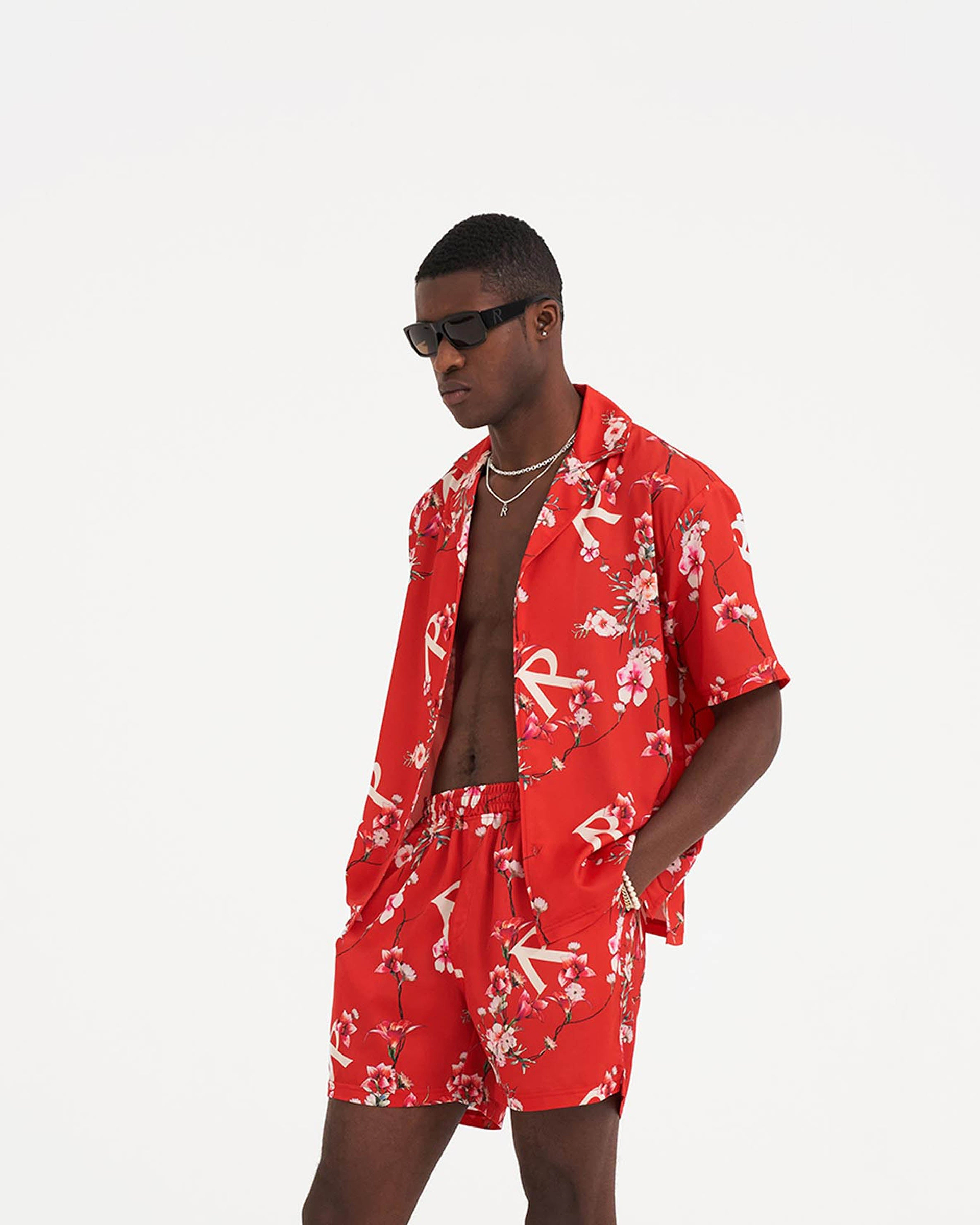 Floral Shirt - Burnt Red