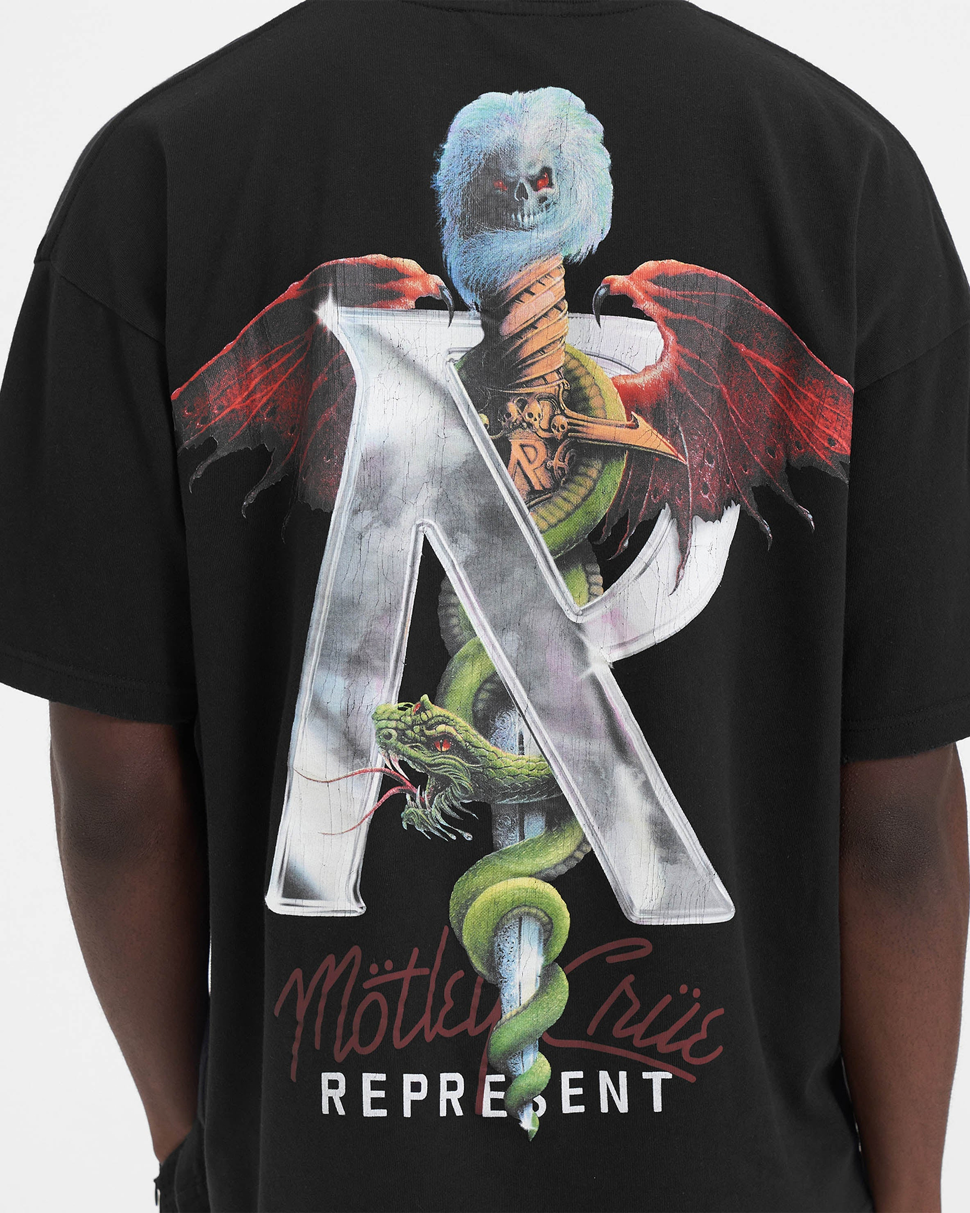 Represent x Mötley Crüe™️ Initial T-Shirt - Off Black