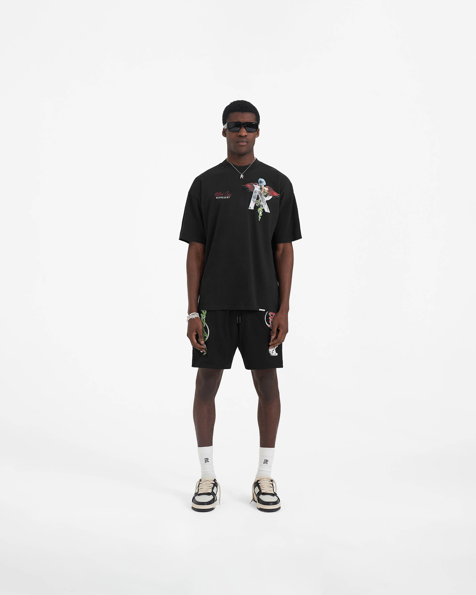 Represent x Mötley Crüe™️ Initial T-Shirt - Off Black