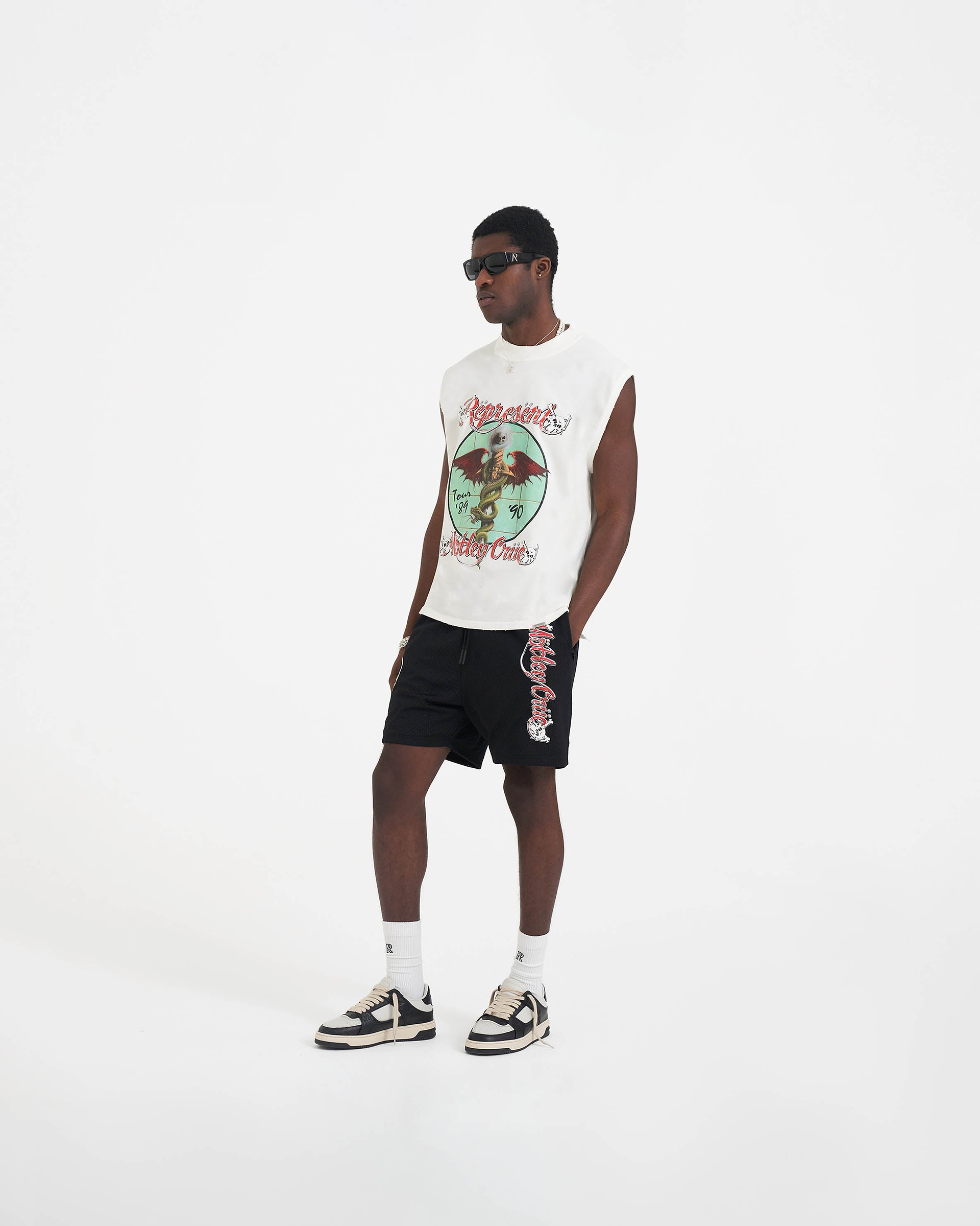 Represent x Mötley Crüe™️ Logo Mesh Shorts - Jet Black