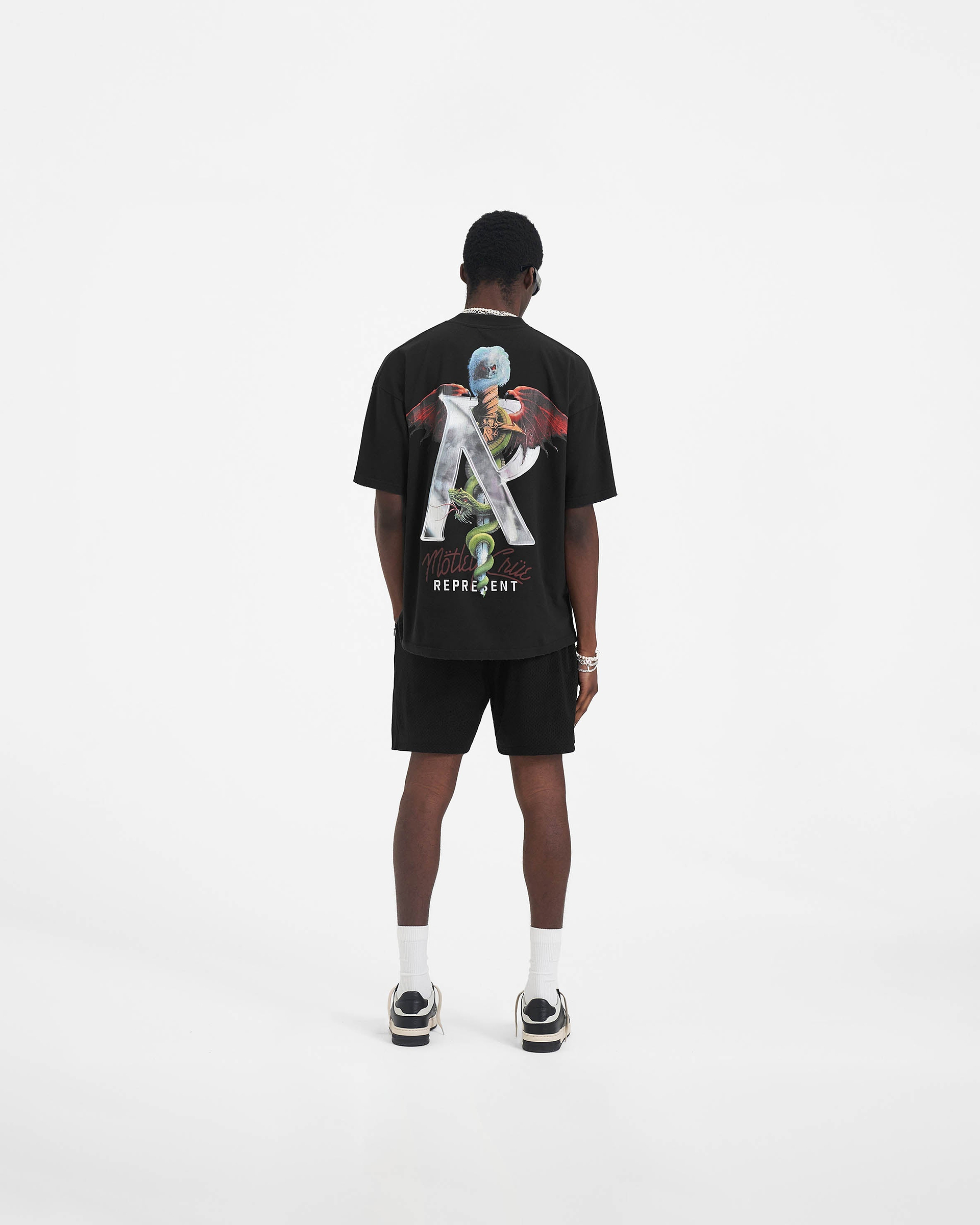Represent x Mötley Crüe™️ Initial T-Shirt - Off Black