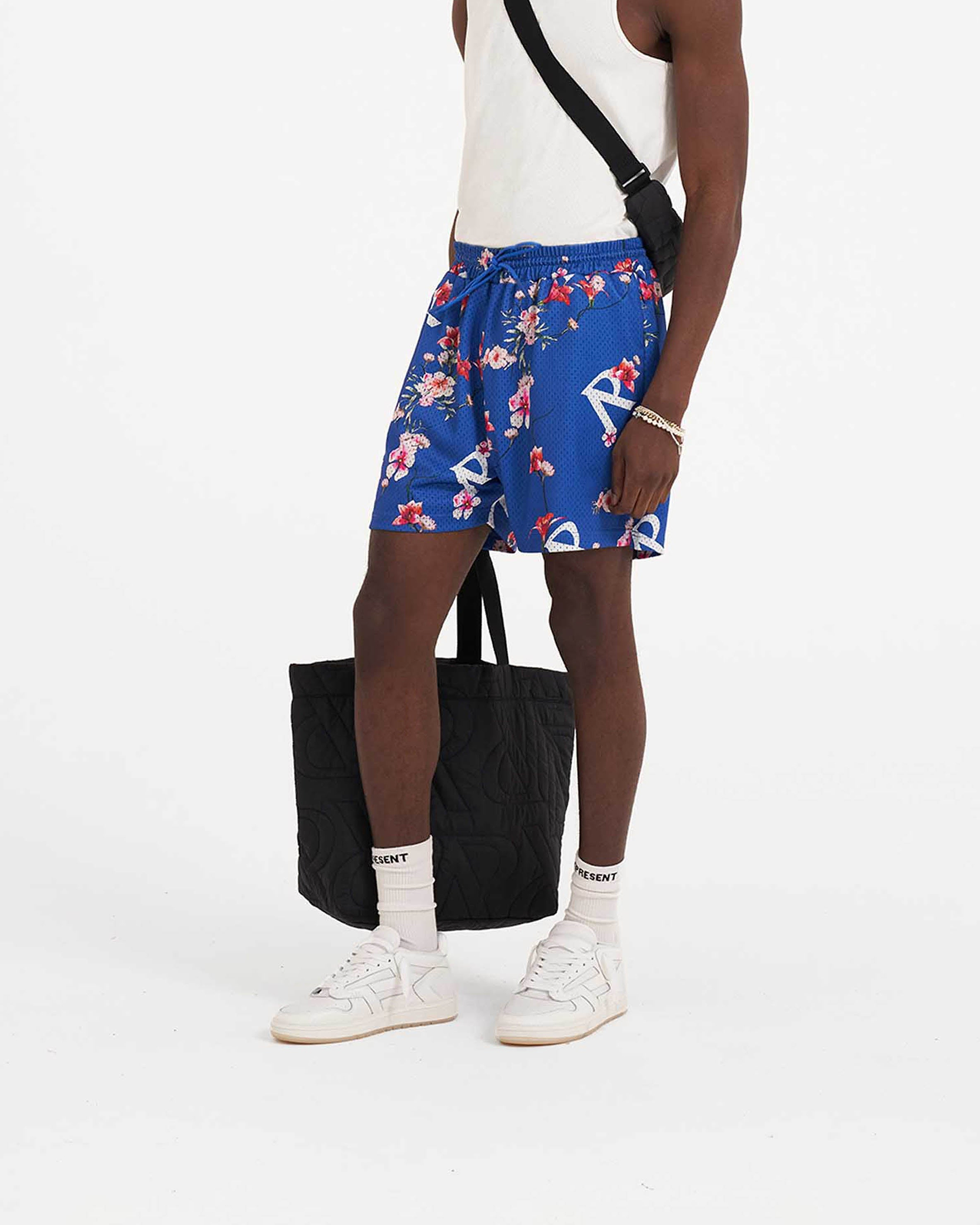 Floral Mesh Shorts - Cobalt