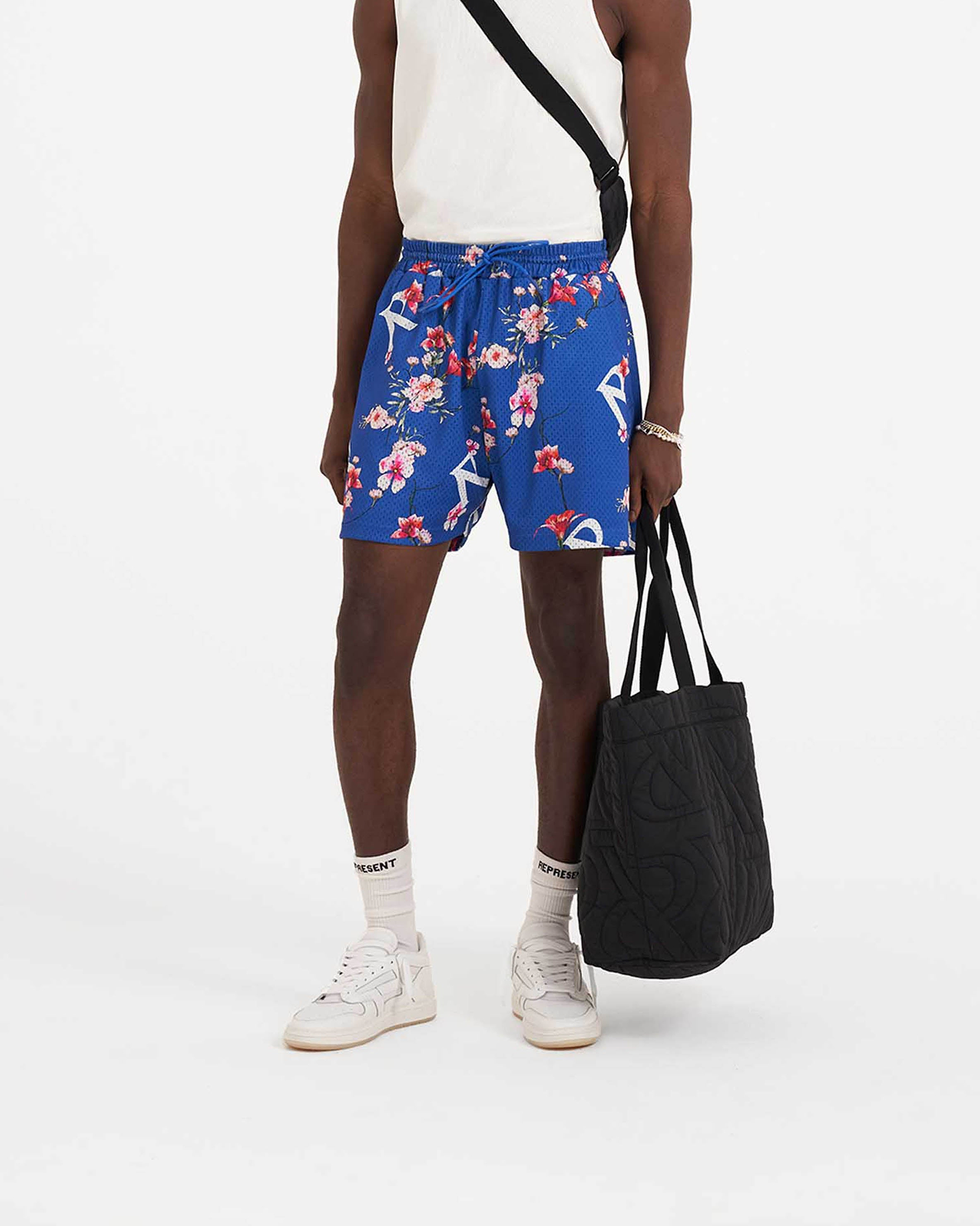 Floral Mesh Shorts - Cobalt