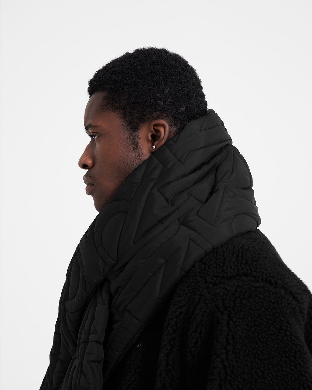 Initial Quilted Scarf - Black